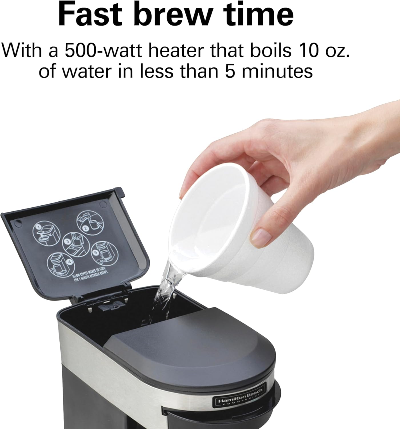 Hamilton Beach Commercial Deluxe 1-Cup Coffee Maker, Black/Stainless-Steel, 3-Minute Brew Time, Auto Shutoff, Coffee Pod Brewer, cUL Certified, HDC200S-CA - Image 5
