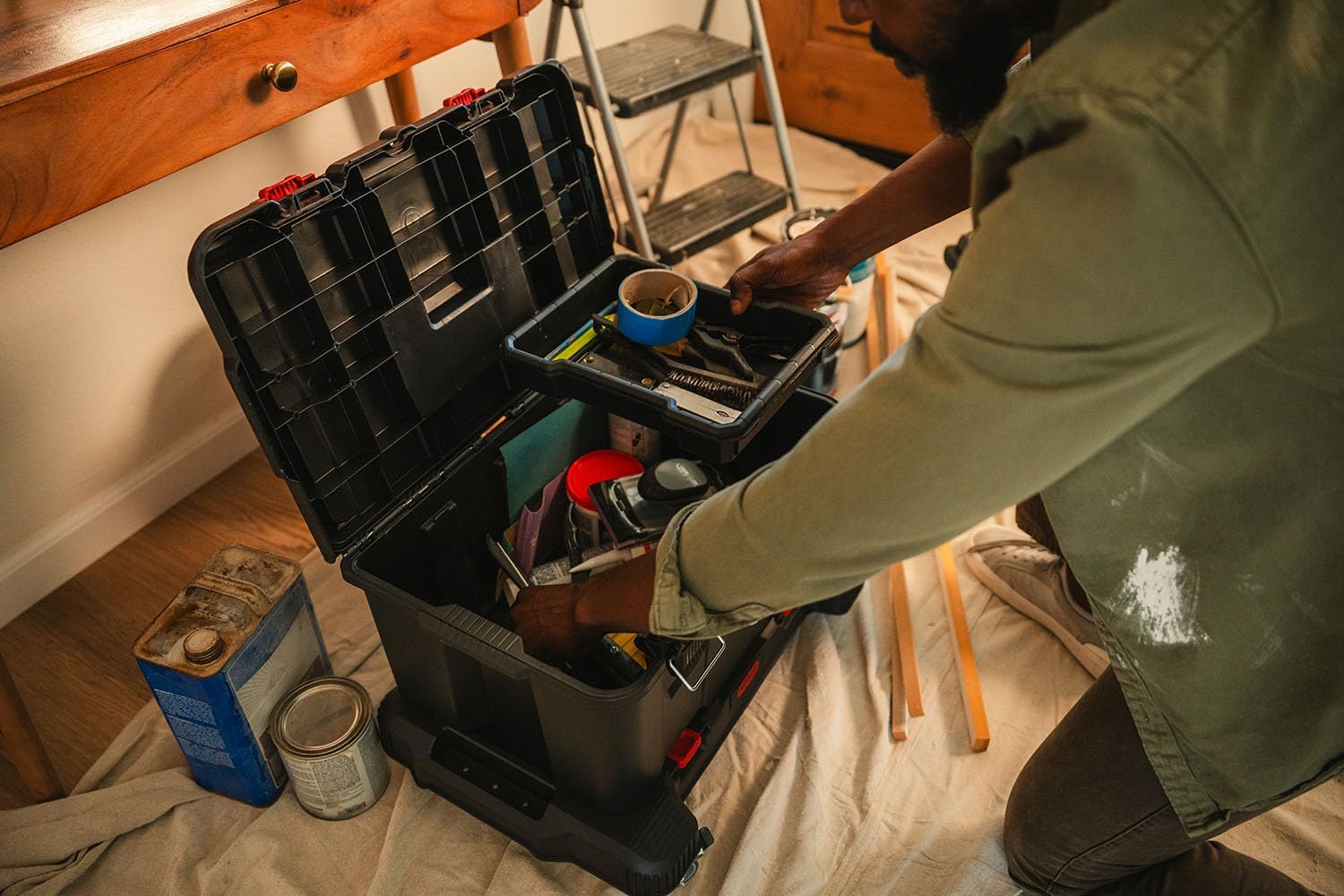 Keter Stack-n-Roll 3-Piece Rolling Tool Storage System – Includes Dolly, Tool Box & Deep Power Tool Case | Modular Mobile Tool Organizer | Stackable Design for Garage, Jobsite & Workshop - Image 8