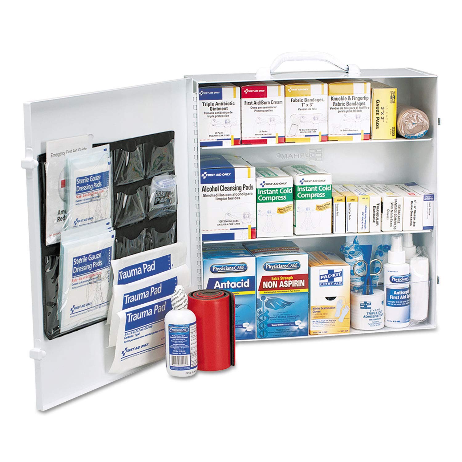 First Aid Only 90575 3-Shelf ANSI B+ and OSHA-Compliant First Aid Kit, 100-150-Person Emergency First Aid Kit for Business and Worksite, First Aid Metal Cabinet with Medications, 676 Pieces - Image 3