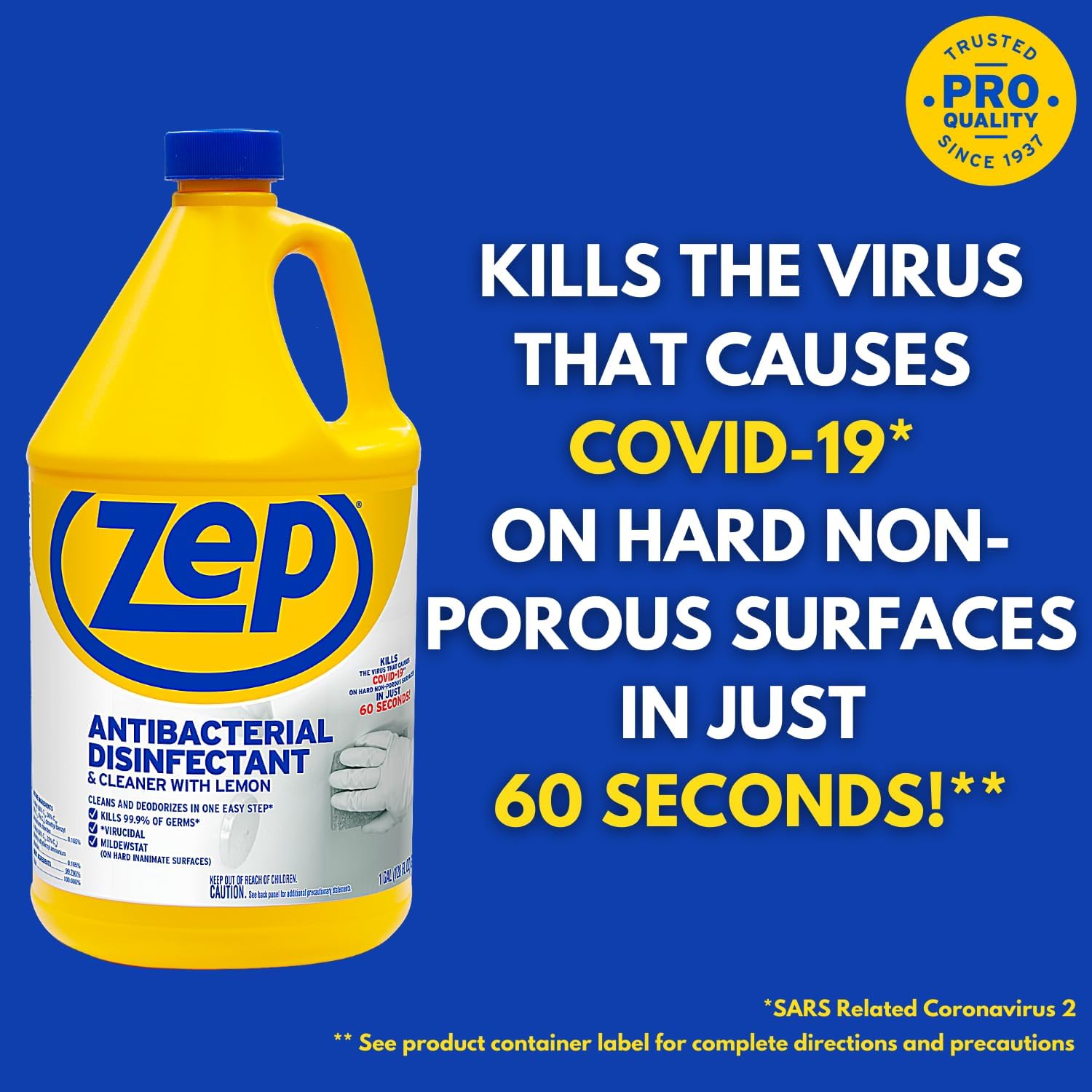 Zep Commercial 1041688 Antibacterial Disinfectant Cleaner with lemon , 1 gal Bottle - Image 3