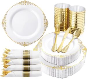 Nervure 350PCS Gold Plastic Plates ...