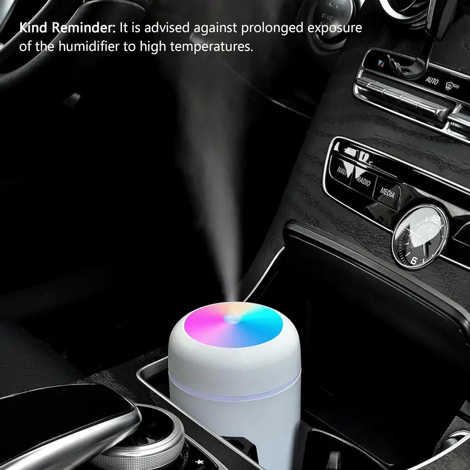 Portable Mini Humidifier, Colorful, Cool Mist, USB Powered. Perfect for Bedroom, Office & Car (300ml, White) - Image 6