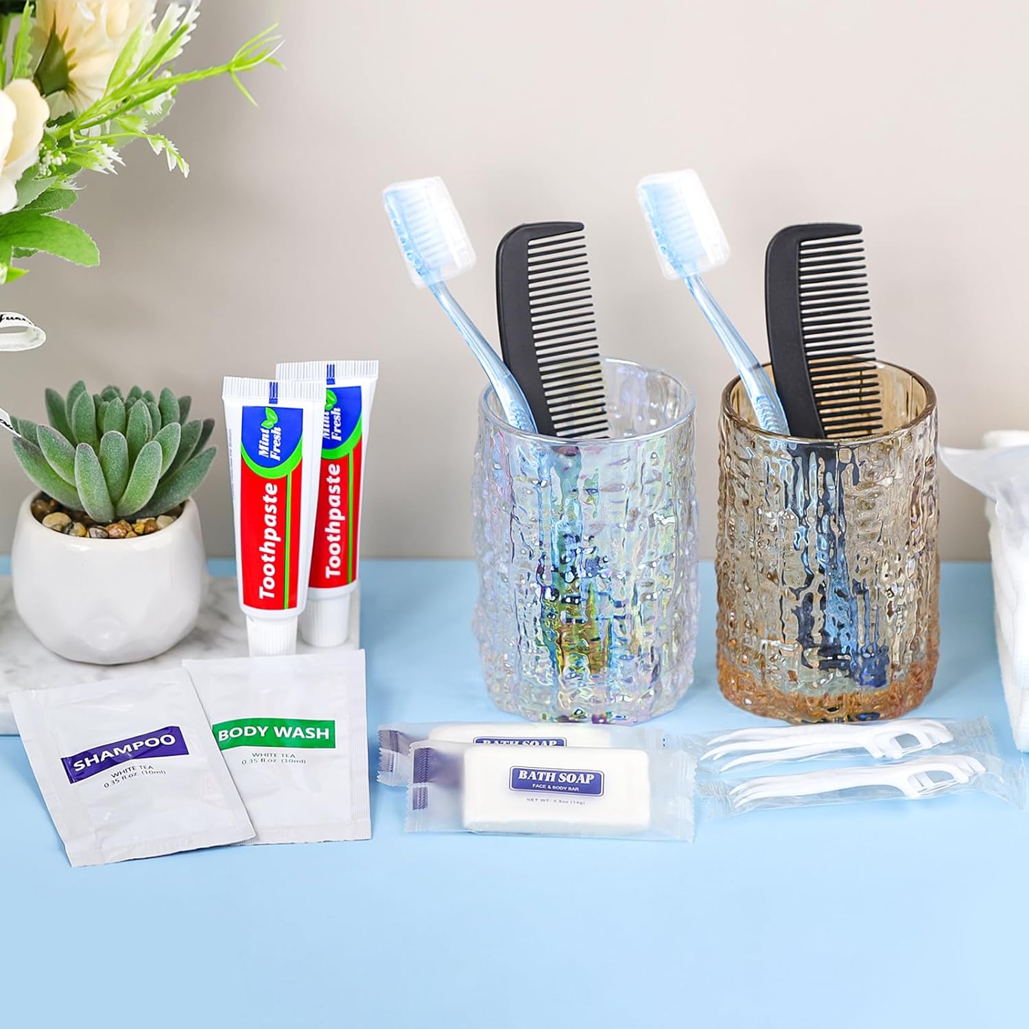 25 Sets Personal Hygiene Kit Basic Toiletry Kits Homeless Supplies Bulk for Travel,Charity,Business Include 25 Toothbrush,25 Toothpaste,25 Comb,25 Bath Soap, 25 Shampoo,25 Body Wash, 125 Floss Picks - Image 4