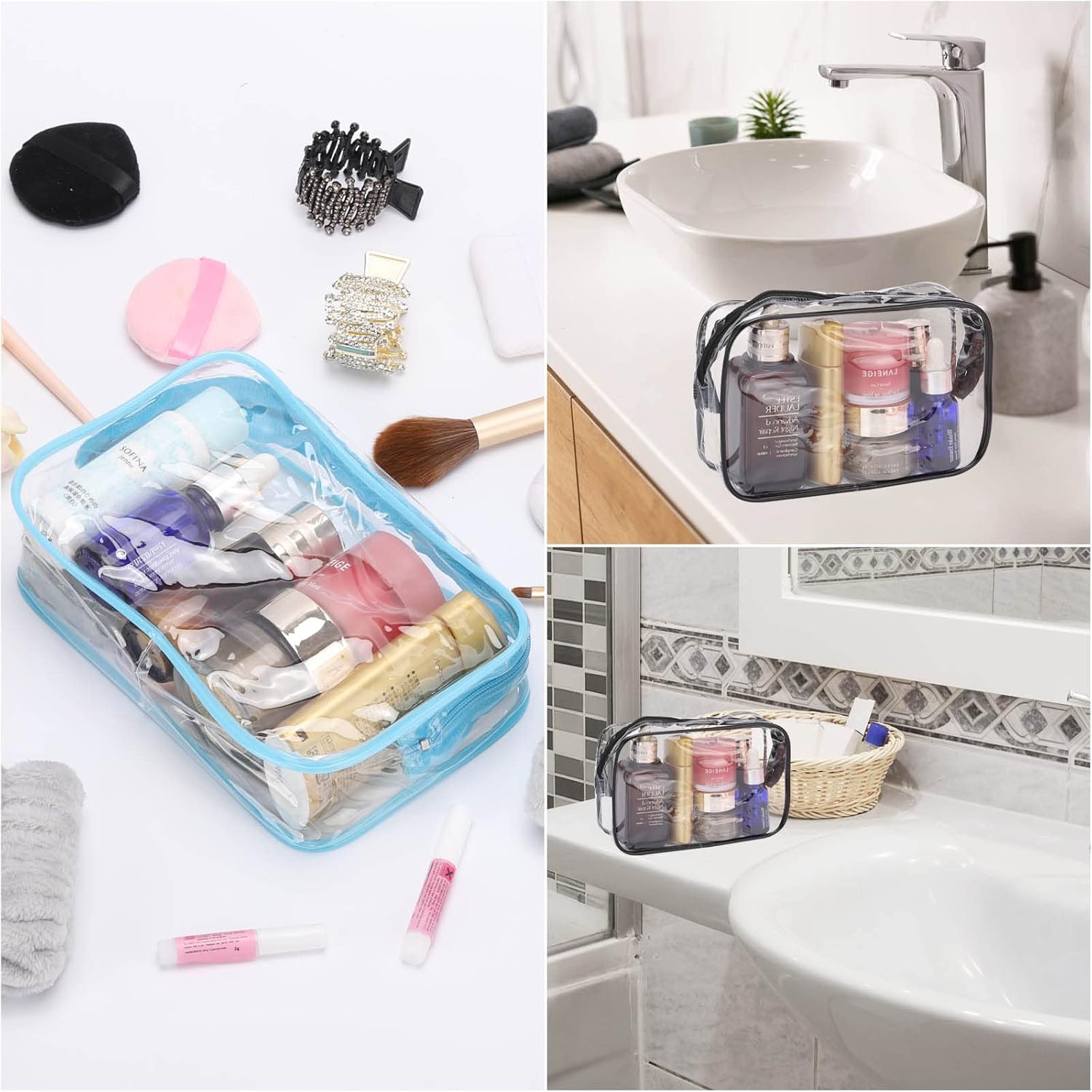Tbestmax 10 Pcs Clear Cosmetic Bags Small Makeup Bags Portable Waterproof Travel Toiletry Bags Colorful Organizer, 7.5"x 4.8"x 2.3" - Image 7