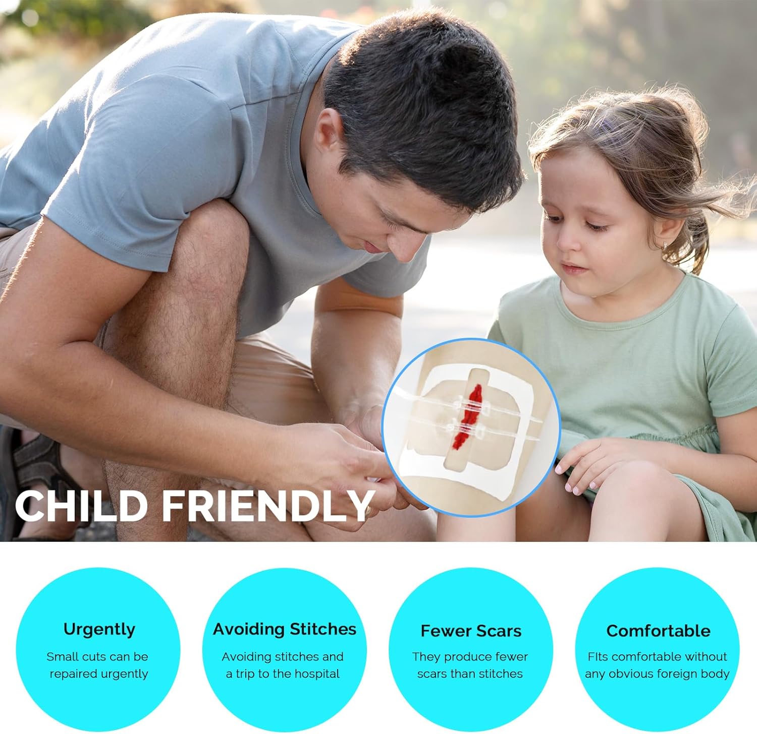 Emergency Wound Closure Strips Zip Stitch Sutures Kit, 2 Pcs Zipstitch Butterfly Bandages Laceration Closure Kit, Quick Clot Wound Closure Device for Wound Care - Image 6