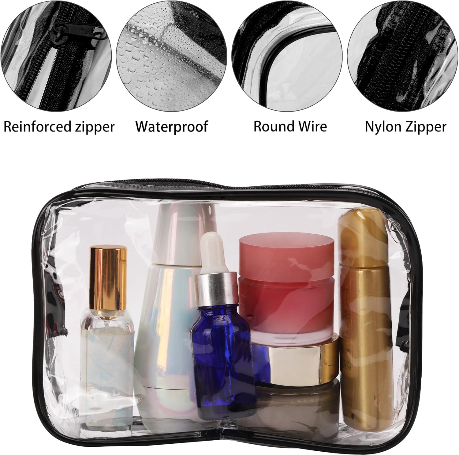 Tbestmax 10 Pcs Clear Cosmetic Bags Small Makeup Bags Portable Waterproof Travel Toiletry Bags Colorful Organizer, 7.5"x 4.8"x 2.3" - Image 3