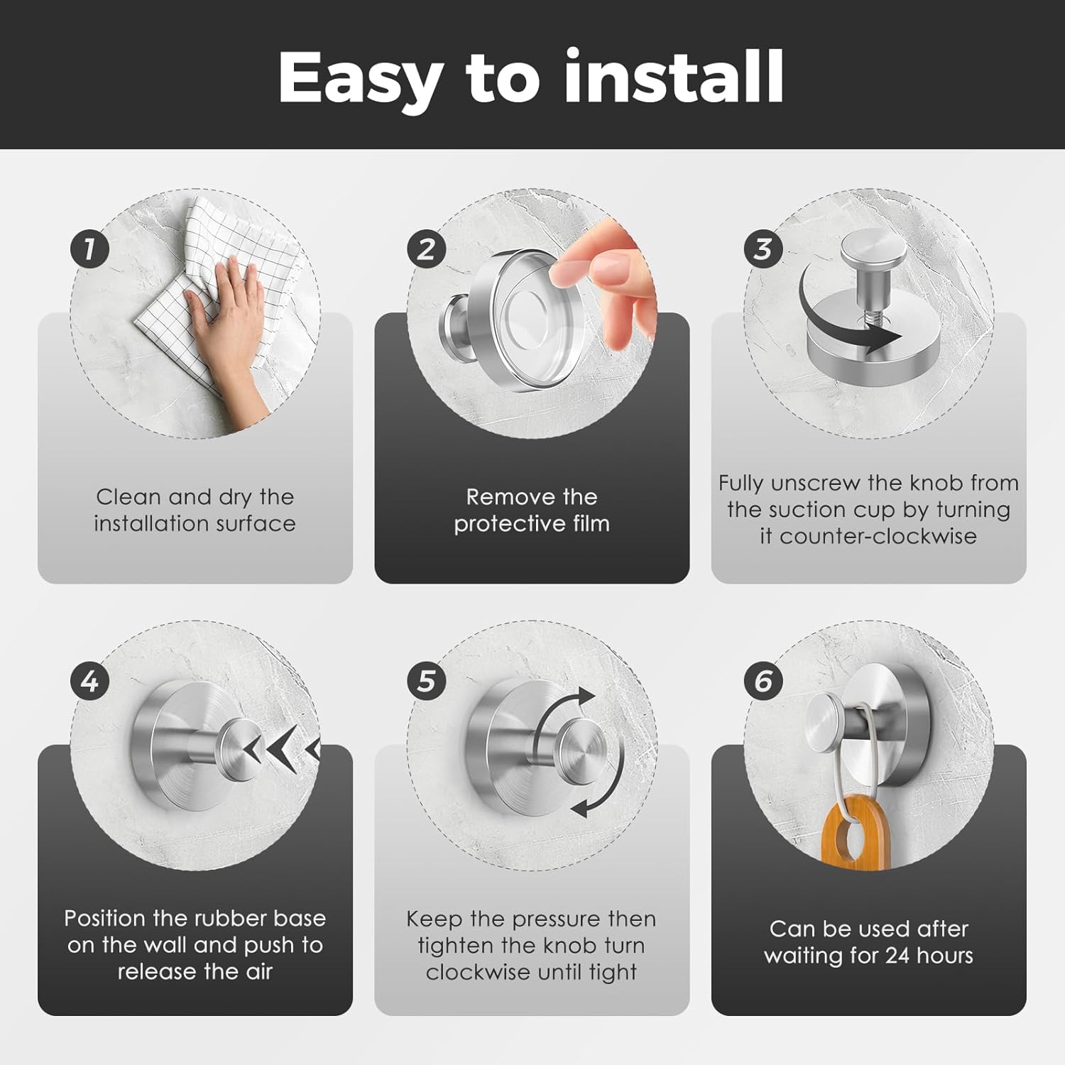 Shower Hooks for Inside Shower,Suction Cup Hooks for Glass Window,Removable Towel Hooks for Bathrooms,4 Packs(Silver) - Image 5