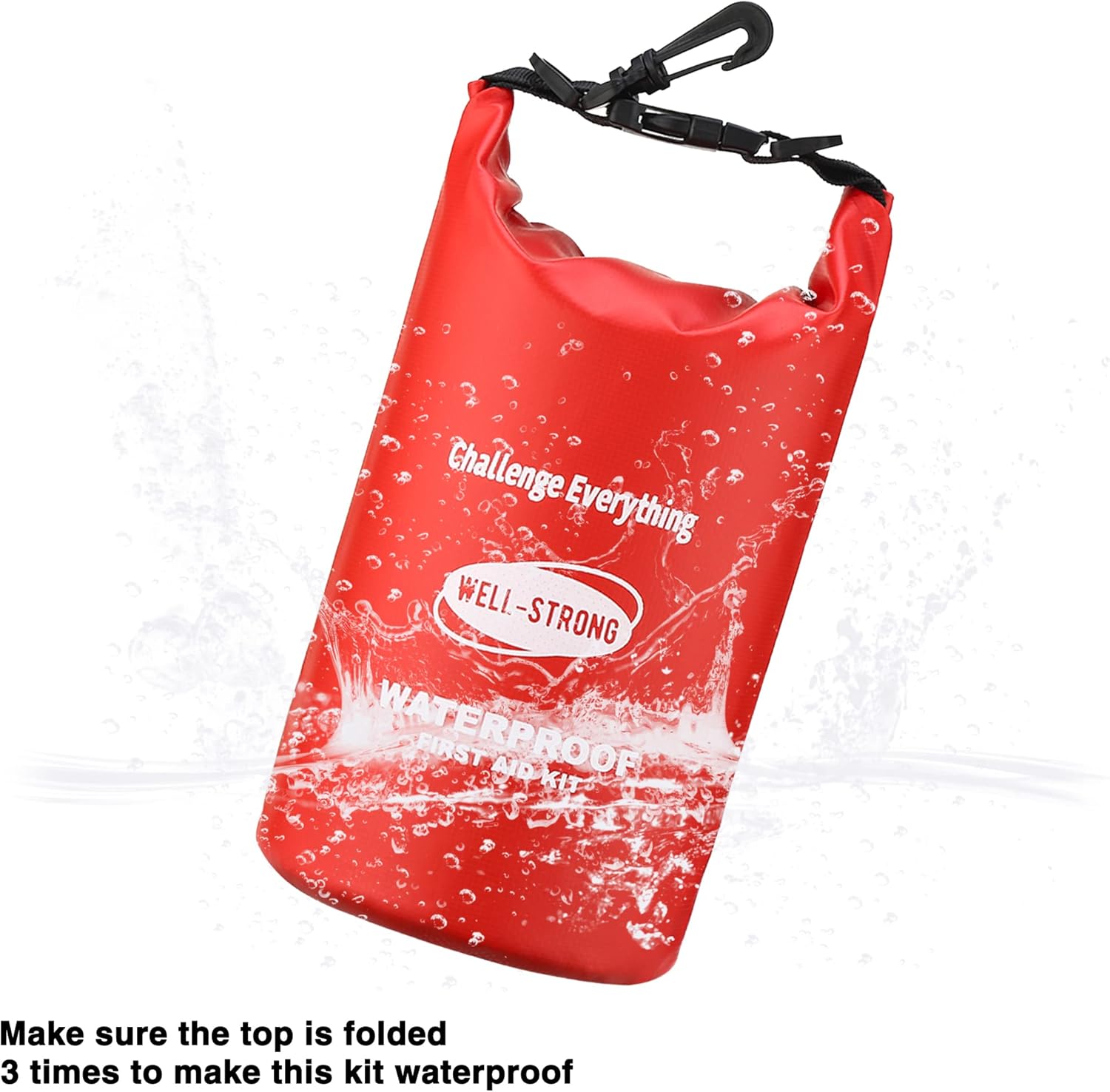 Emergency First Aid Kit for Boating & Marine Safety Waterproof Medical Supplies with Roll Top Design for Fishing, Kayaking Red - Image 5