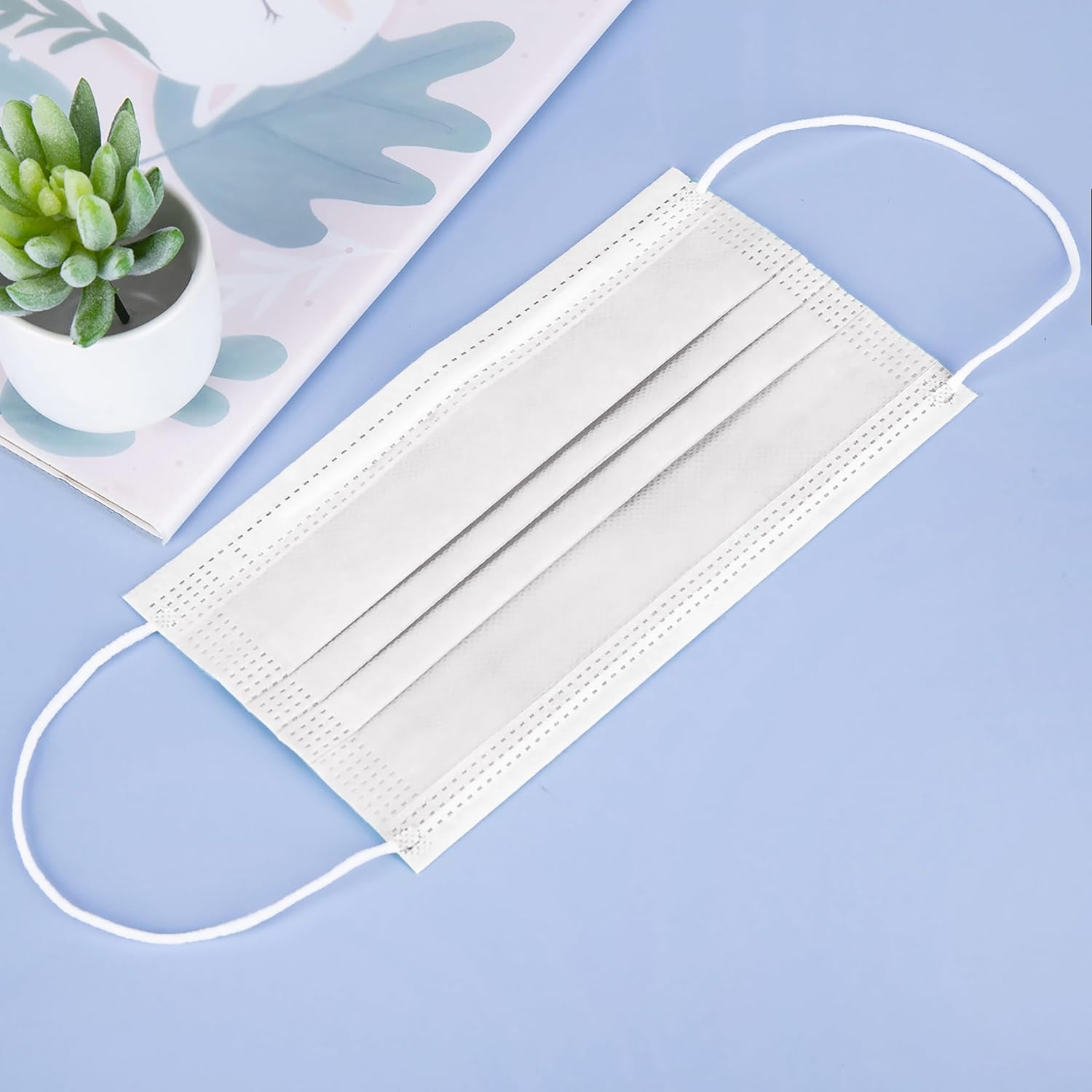Borje White Disposable Face Masks 100 Pcs White Face Mask 3 Ply Protection Masks - Image 5