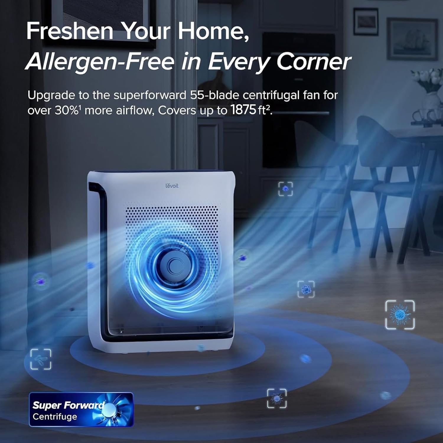 LEVOIT Air Purifiers for Home Large Room Up to 1875 Ft² with Washable Pre-Filter, AHAM VERIFIDE, Air Quality Monitor, HEPA Sleep Mode for Allergies, Pet Hair in Bedroom, Vital 200S-P, White - Image 2