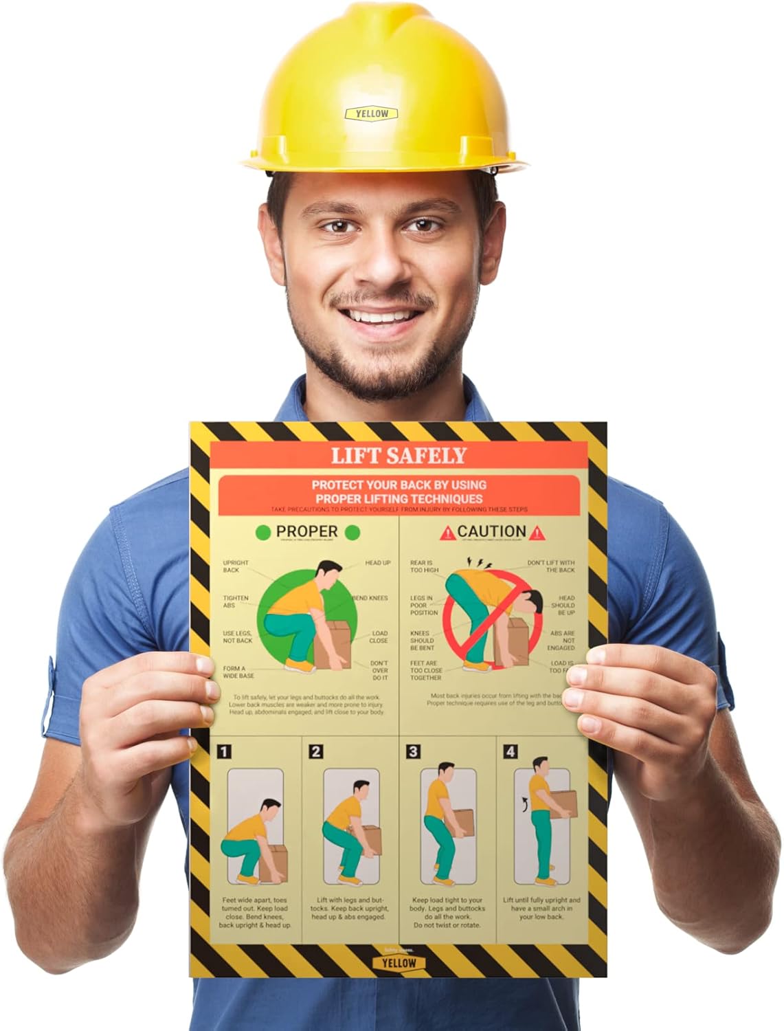 Yellow Safety - Workplace Safety Poster - Non-Lamintated, 12 x 16 (Lifting) - Image 2