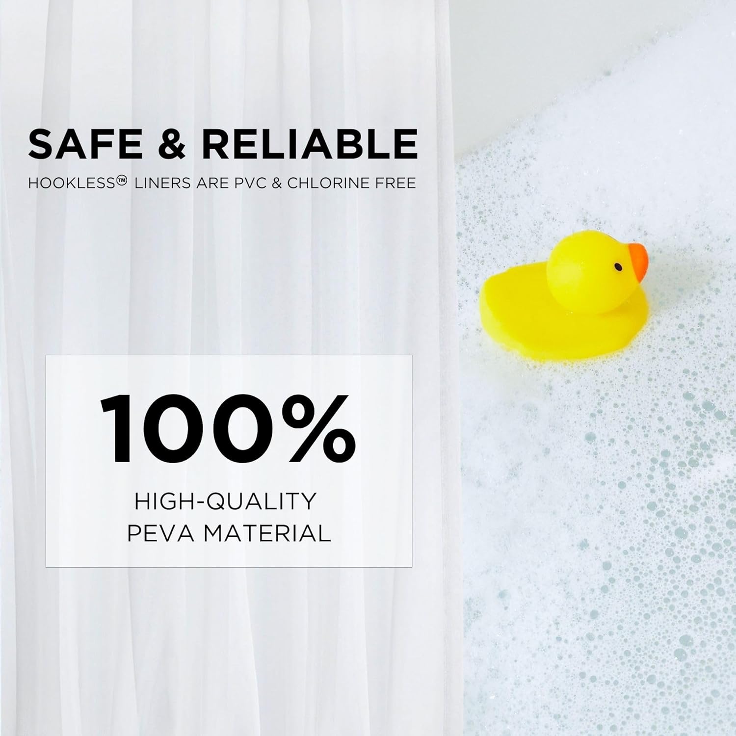 Hookless It’s A Snap! Plastic PEVA Antimicrobial Snap-in Replacement Shower Curtain Liner for Hookless Curtain with Sheer Window, 70" x 54", Water-Repellent, Easy Install, Frost - Image 6