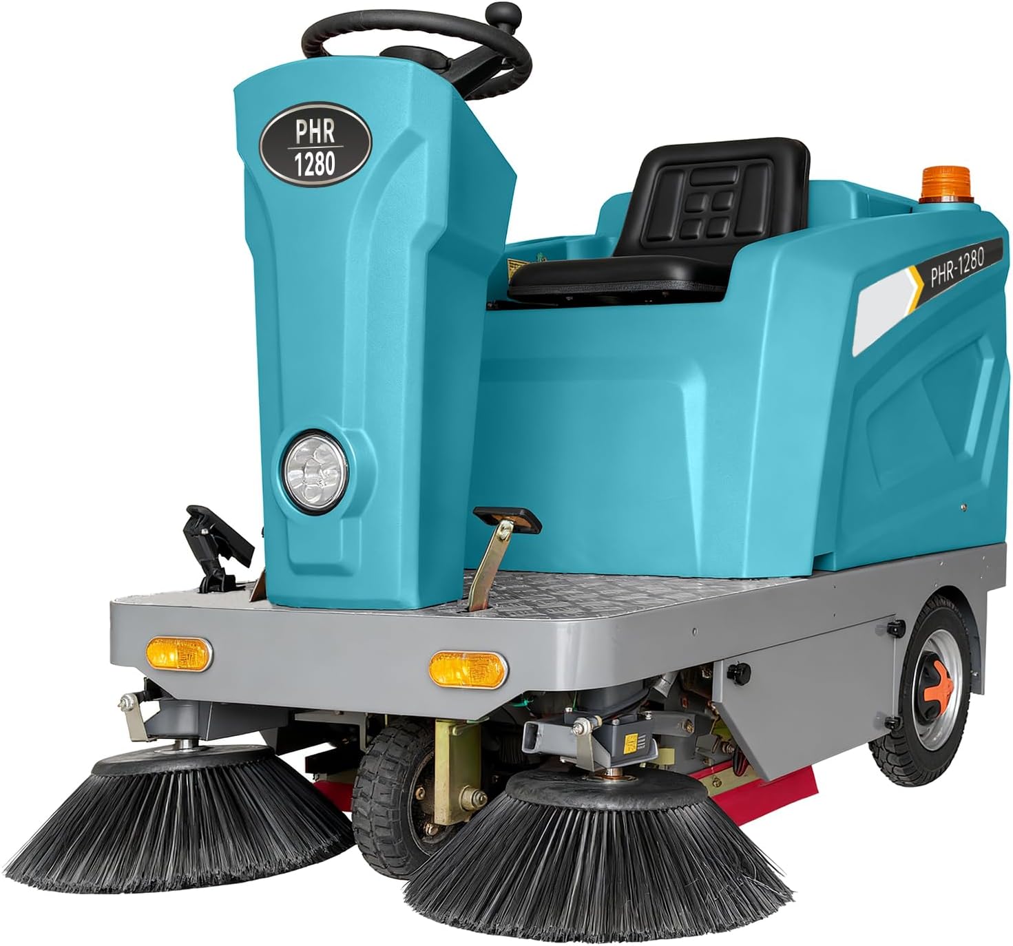Ride-on Floor Sweeper Machine 92,600 Sq ft/h Efficiency 26.5 Gal Dustbin, 51" Brush Width Industrial Cleaning Machine,800W Brushless Motor, Blue