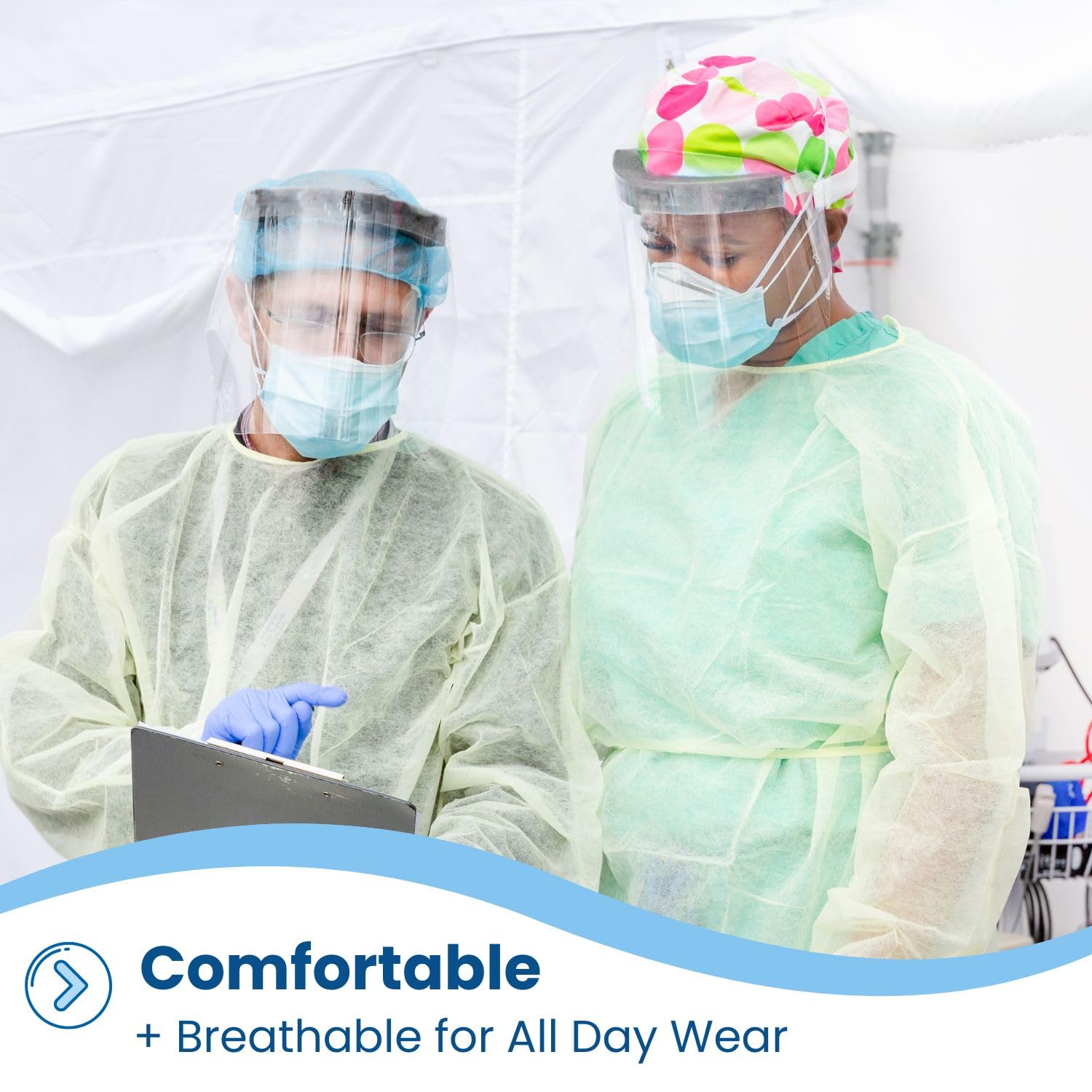 HCS PPE Gowns - Disposable Gowns, Medical - Single Layer, Spunbound Isolation Gown Disposable - Elastic Cuffs, Neck & Waist Tie - Home, Clinic, Dentist, Hospital - Yellow Cover Gown, Large (10 Pack) - Image 5