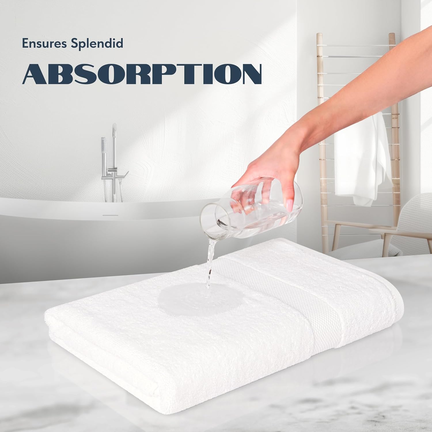 White Classic Luxury Bath Towels Set of 4 Large - 700 GSM Turkish Cotton Ultra Soft Bath Towels 27x54 | Highly Absorbent and Quick Dry | Hotel Towels for Bathroom Luxury, Plush Shower Towels, White - Image 4
