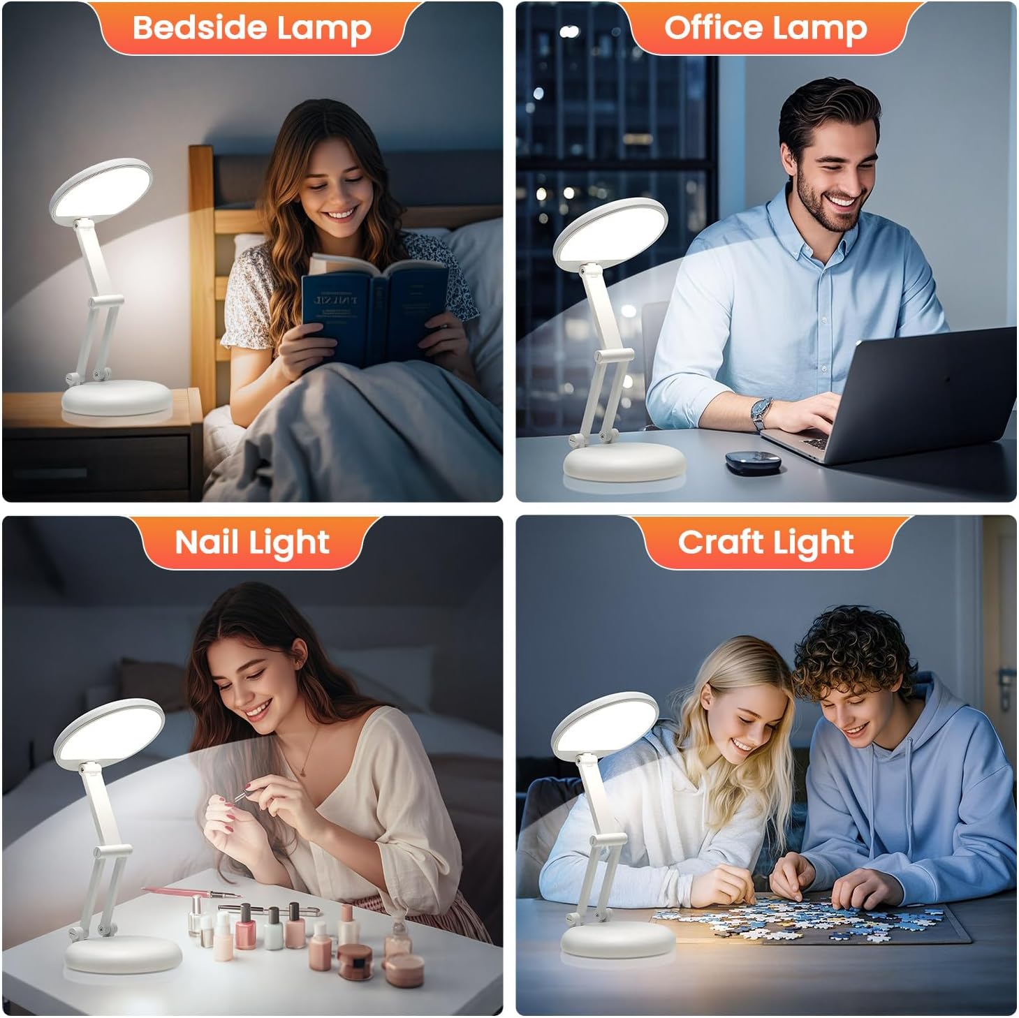 One Fire Cordless Desk Lamp,Dimmable Small Battery Powered Lights,3600mAh Rechargeable Wireless Table Lamp,Mini Lamp&Portable Light for Bed,Book Reading,Home for Small Spaces,Nail Light,Craft,Office - Image 5