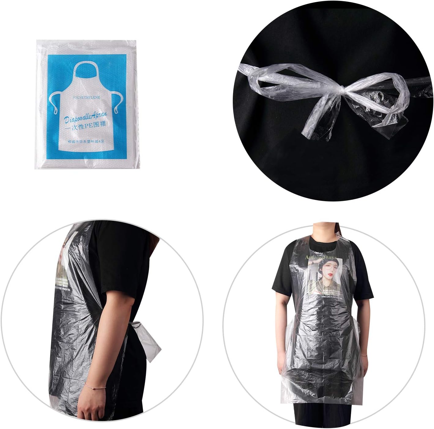 JIAKAI 23 x 37 inches Clear Polyethylene Waterproof Disposable Aprons For Cooking, Serving, Painting or Dish-Washing-100pcs - Image 4