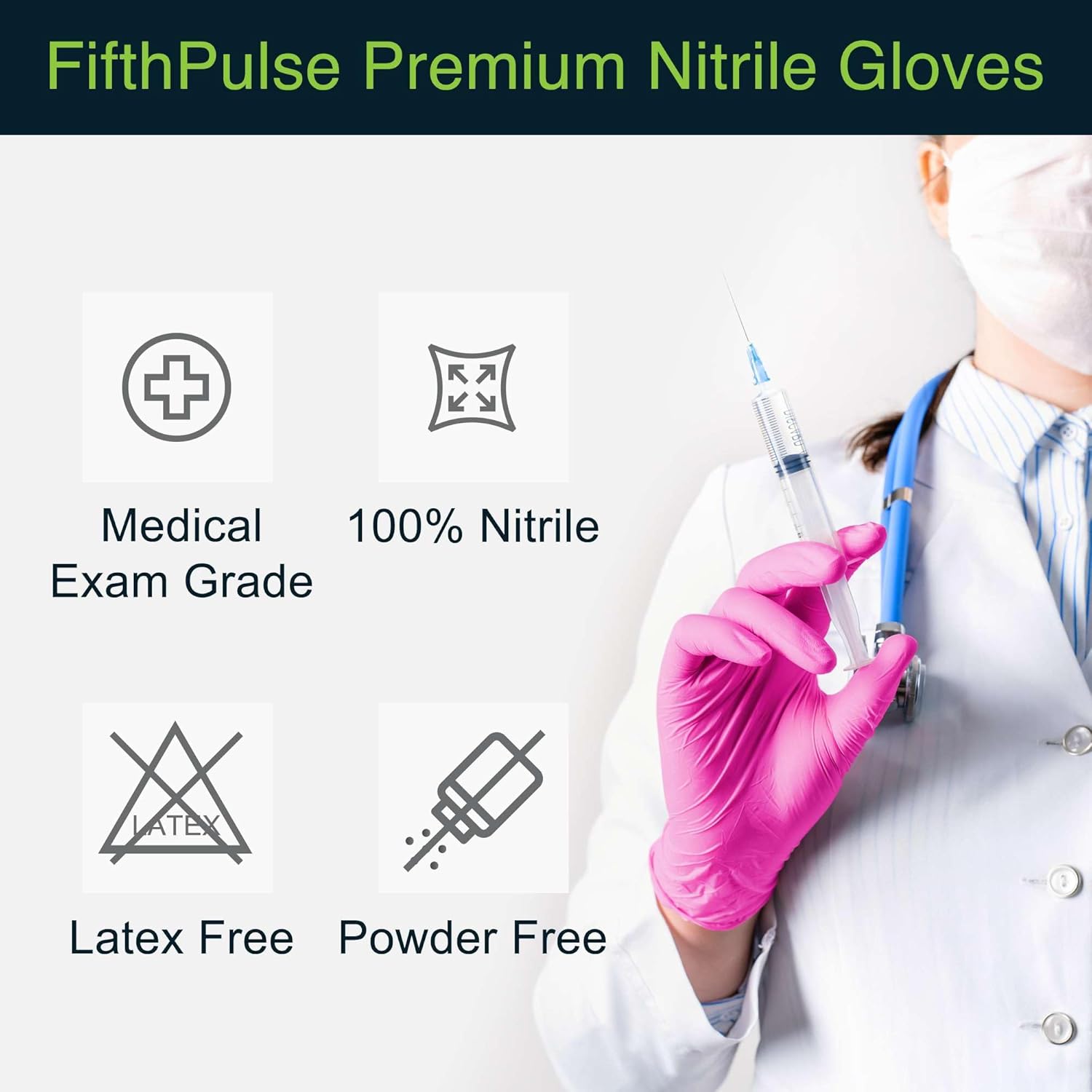 FifthPulse Fuchsia Hot Pink Nitrile Disposable Gloves - 3 Mil Nitrile - Powder and Latex Free - Surgical Medical Exam Gloves - Image 5