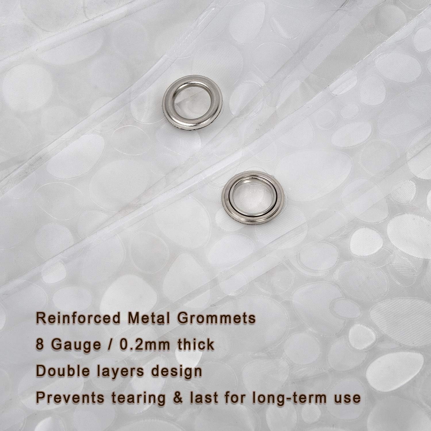 Bostofy Waterproof Shower Curtain Liner 8G EVA Thick Shower Curtain with Heavy Duty 3 Bottom Magnets, Shower Liner for Shower Stall, Bathtubs, 3D Pebble Pattern, 72 x 72,12 Hooks - Image 5