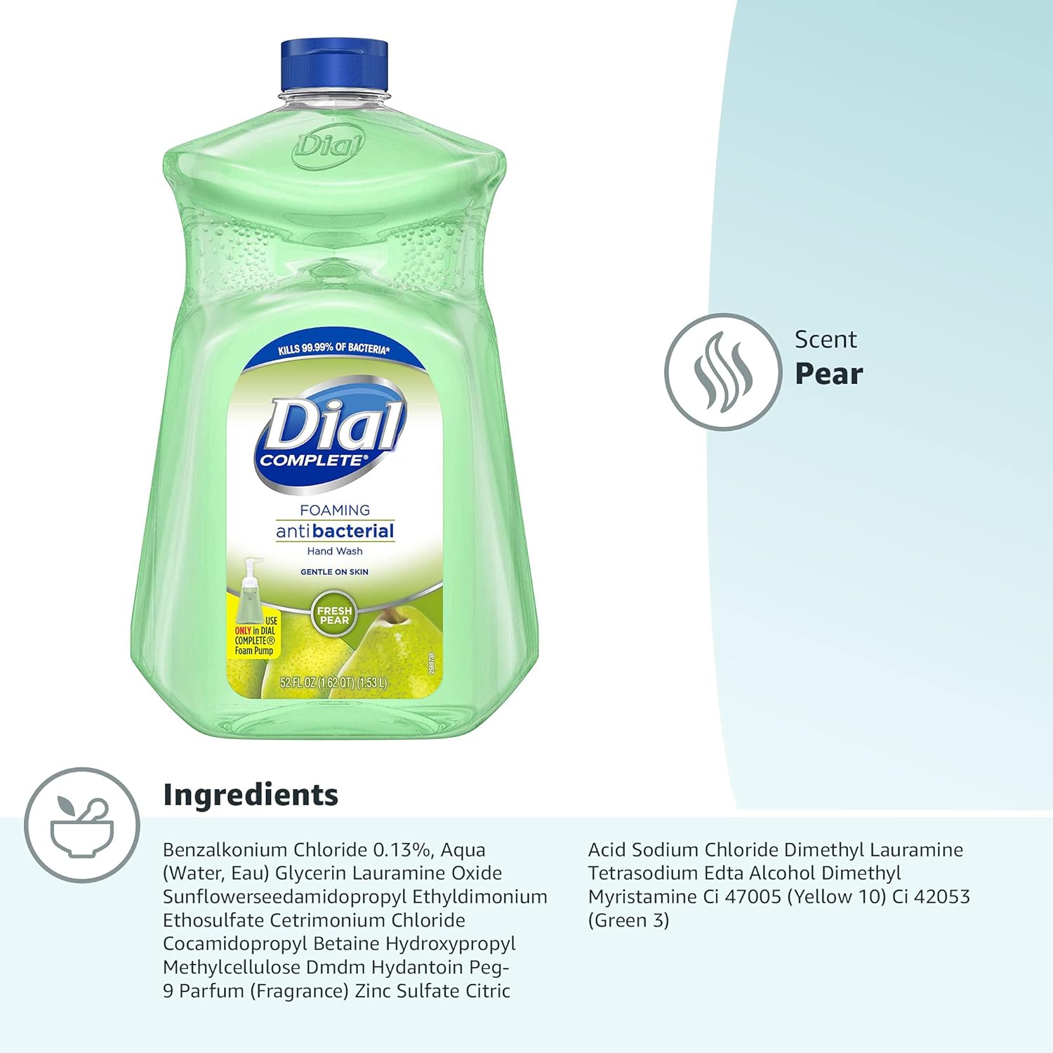 Dial Antibacterial Foaming Hand Soap Refill, Fresh Pear, 52 fl oz - Image 11