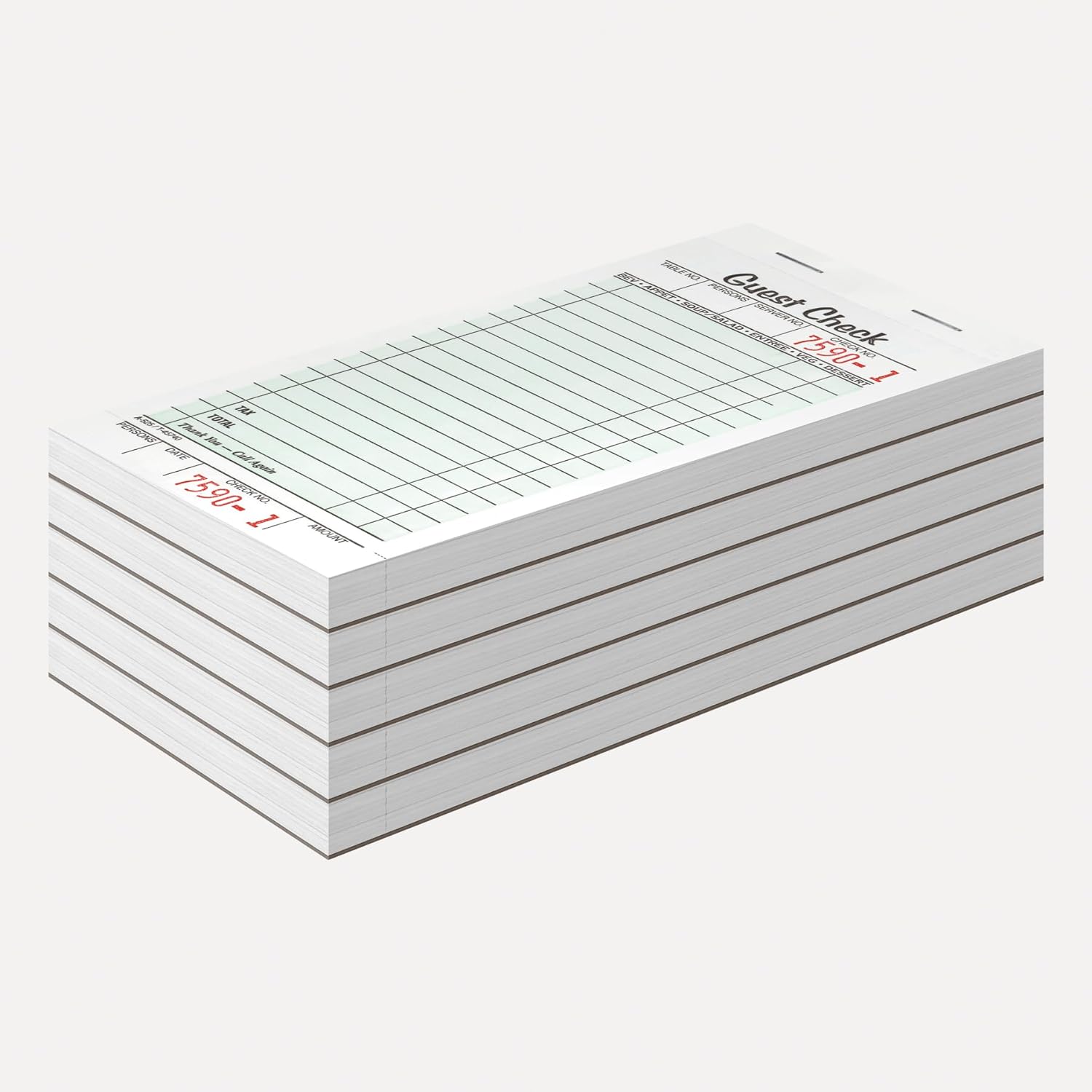 Adams Guest Check Pads, Single Part, Perforated, White, 3-2/5" x 6-3/4 ", 50 Sheets/Pad, 5 Pads/Pack (525SWMT) - Image 7