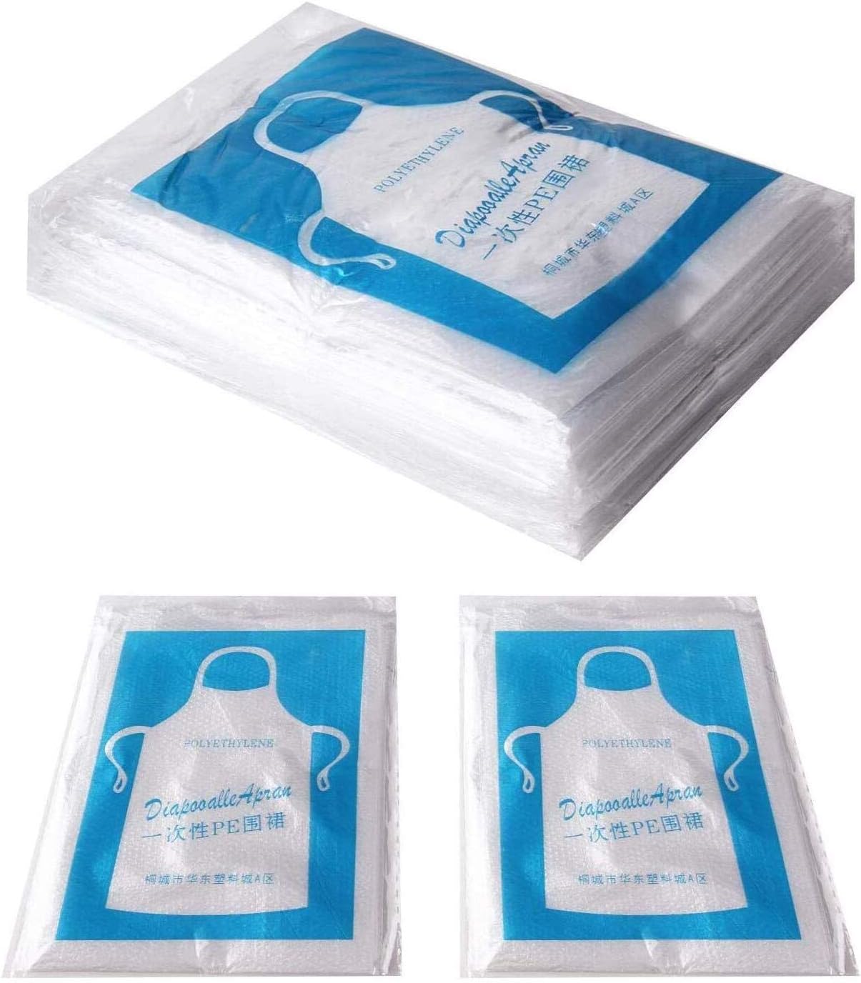 JIAKAI 23 x 37 inches Clear Polyethylene Waterproof Disposable Aprons For Cooking, Serving, Painting or Dish-Washing-100pcs