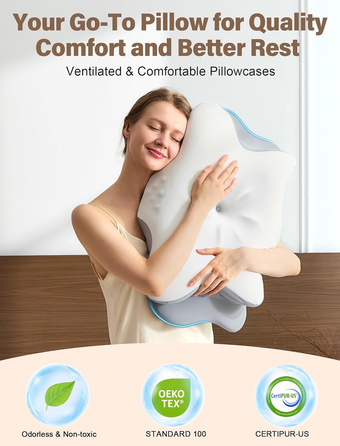 Cervical Neck Pillow for Pain Relief – Ergonomic Memory Foam Pillow for Side Sleeper Contour Orthopedic Bed Pillow for Neck Support with Cooling Cover – Ideal Christmas Birthday Gift for Women Men - Image 9
