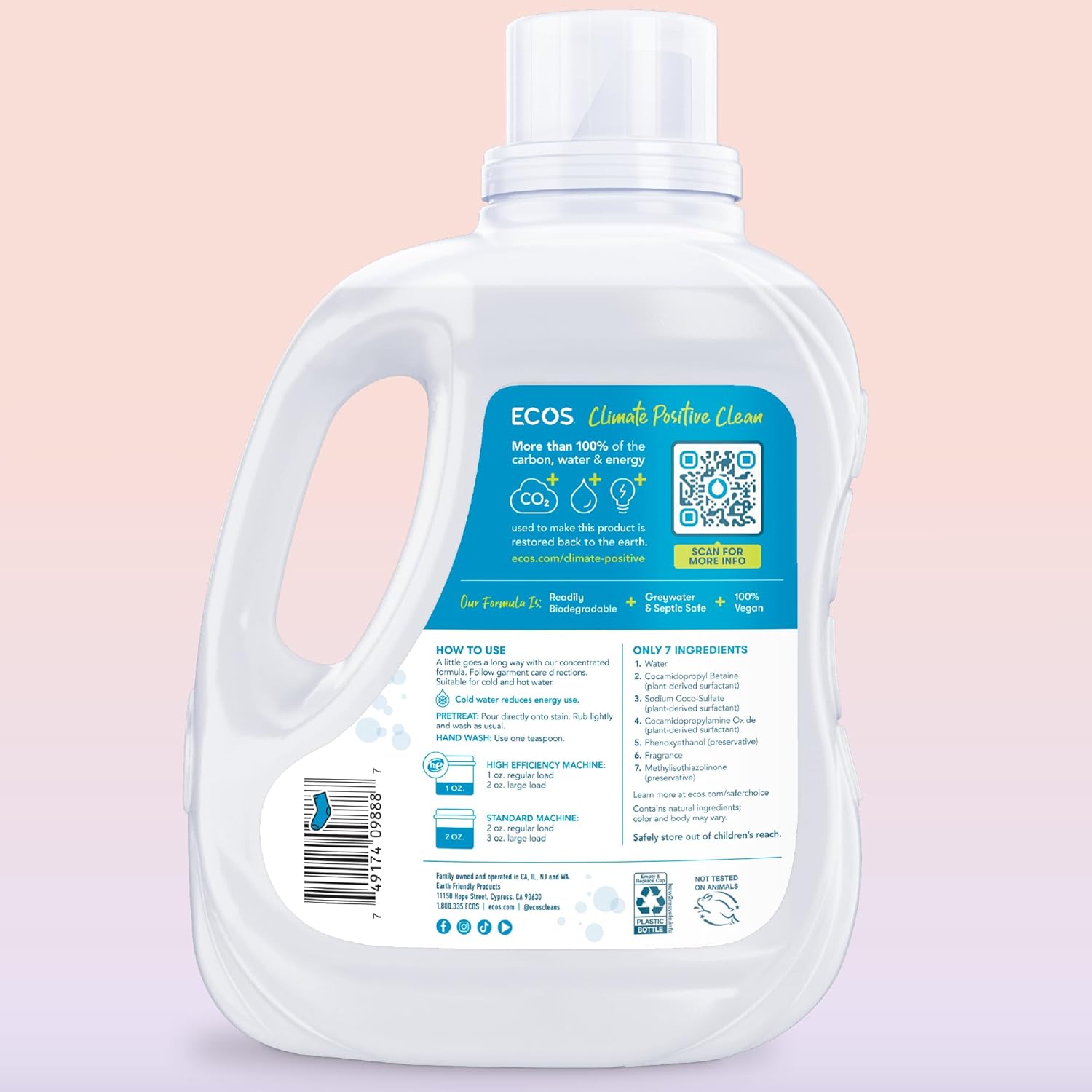ECOS Laundry Detergent Liquid, 200 Loads - Dermatologist Tested Laundry Soap - Hypoallergenic, EPA Safer Choice Certified, Plant-Powered - Magnolia Lily, 100 Fl Oz (Pack of 2) - Image 2