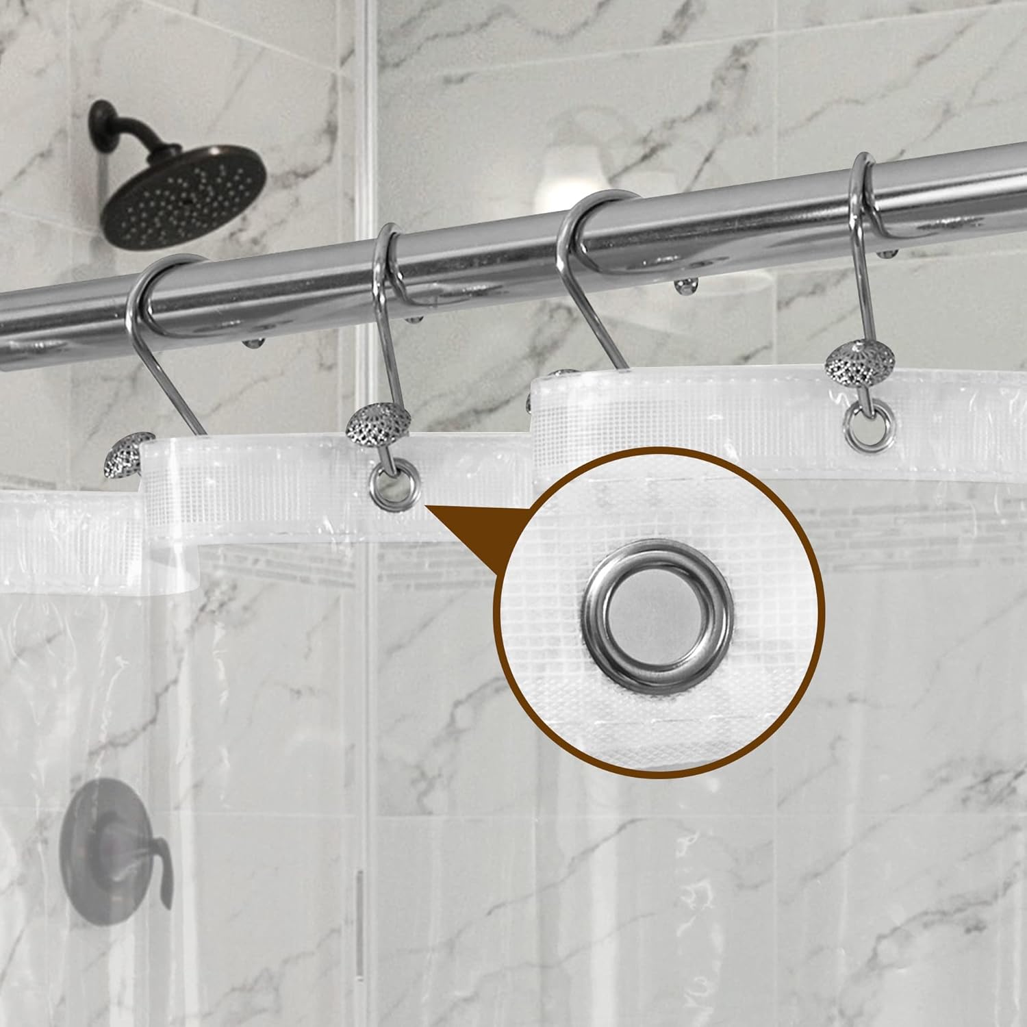 Barossa Design Plastic Shower Liner Clear - Premium PEVA Shower Curtain Liner with Rustproof Grommets and 3 Magnets, Waterproof Cute Lightweight Standard Size Bathroom Curtains - Clear - Image 6