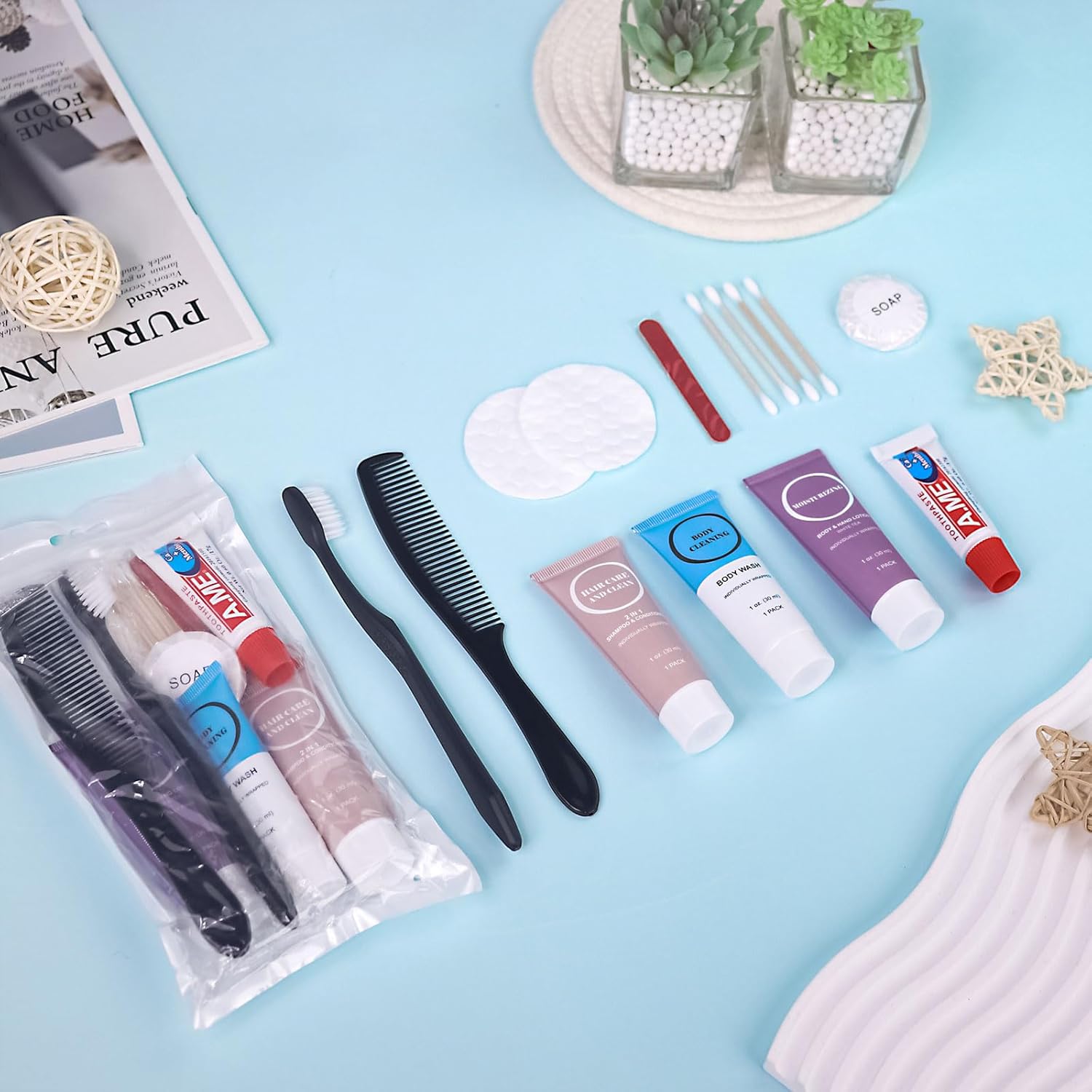 Toiletries Kits Bulk Disposable Travel Supplies, Personal Hygiene Care Essentials Men Women Trial Size Toiletry Sets Amenities for Hotel/Camping/ Charity/Homeless/Shelter/Relief 7 in 1 (20 Pack) - Image 3