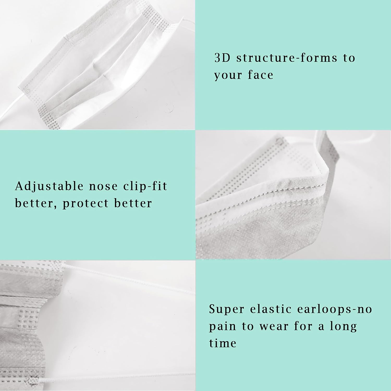 Borje White Disposable Face Masks 100 Pcs White Face Mask 3 Ply Protection Masks - Image 3