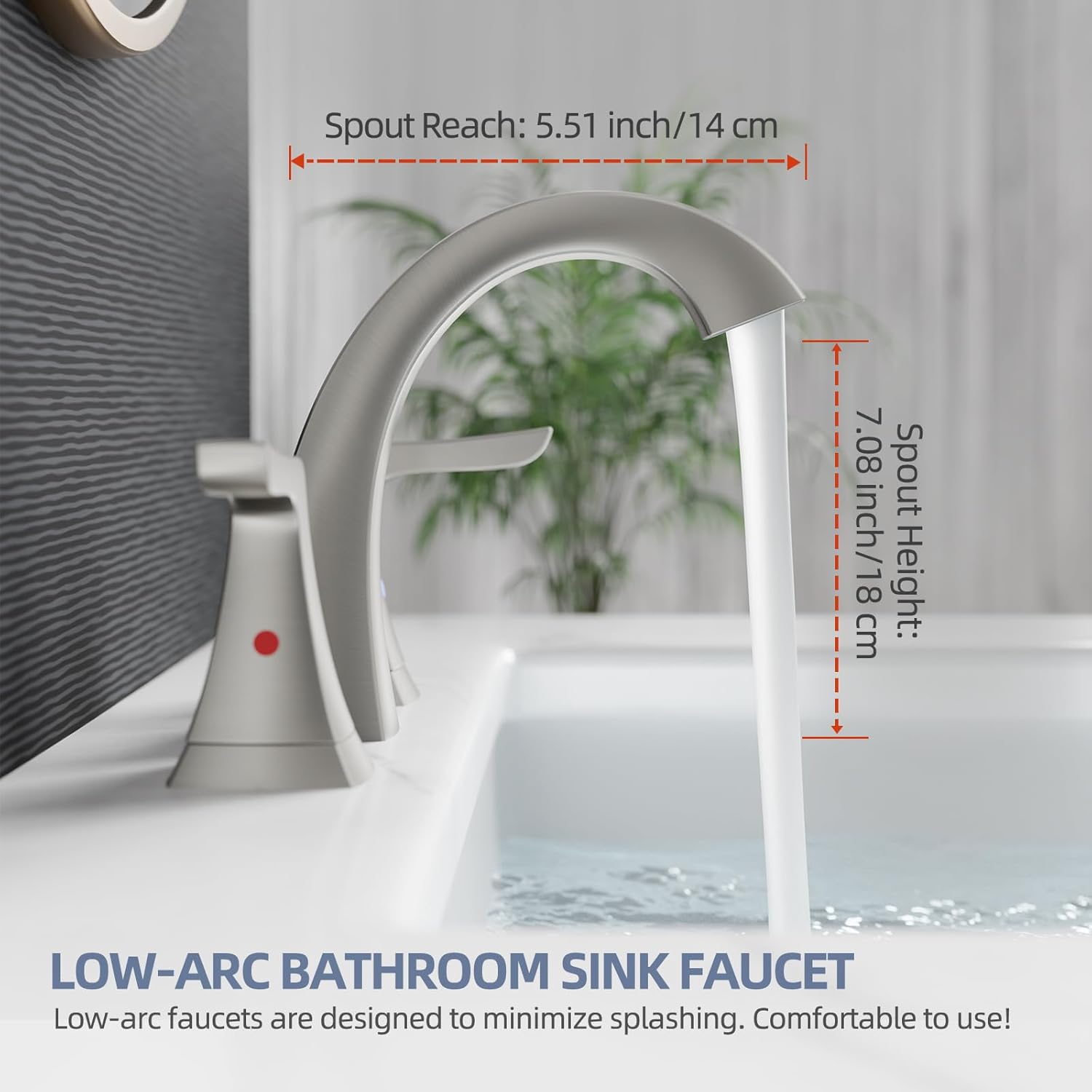 VXV Brushed Nickel Bathroom Faucet Widespread 8 Inch, 3 Hole Vanity Sink Faucet with Pop-Up Drain & Pre-Attached Supply Lines for Easy DIY Installation, Faucet for Bathroom Sink, RV - Image 6