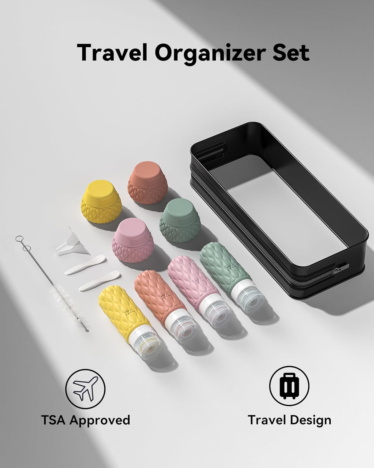 Silicone Travel Bottles for Toiletries 8 Pack Travel Size Toiletries 3.4 oz 1.7 oz, Leakproof Squeeze Travel Size Containers Refillable Cosmetic Jars Set for Shampoo, Conditioner, Creams - Image 7