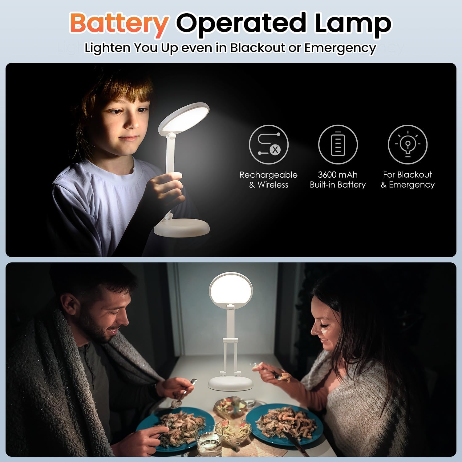 One Fire Cordless Desk Lamp,Dimmable Small Battery Powered Lights,3600mAh Rechargeable Wireless Table Lamp,Mini Lamp&Portable Light for Bed,Book Reading,Home for Small Spaces,Nail Light,Craft,Office - Image 10