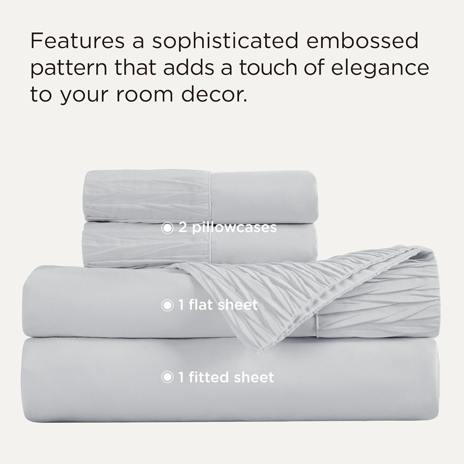 Bedsure Queen Sheet Set - 4 Pieces Soft Queen Size Sheets - Breathable & Cooling - Hotel Luxury - Easy Care Polyester Microfiber Bedding for Women, Men, Light Grey - Image 2