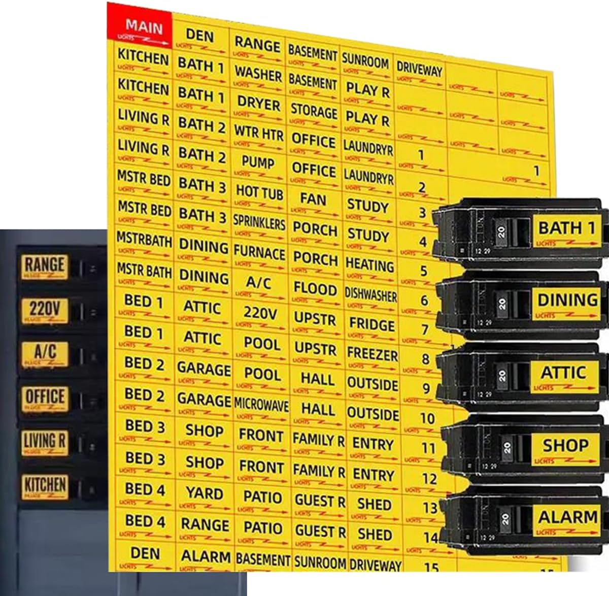 Premium Easy Read and Install Circuit Breaker Labels, Breaker Box Label, Electrical Panel Labels Fuse Box Stickers (Yellow) - Image 4