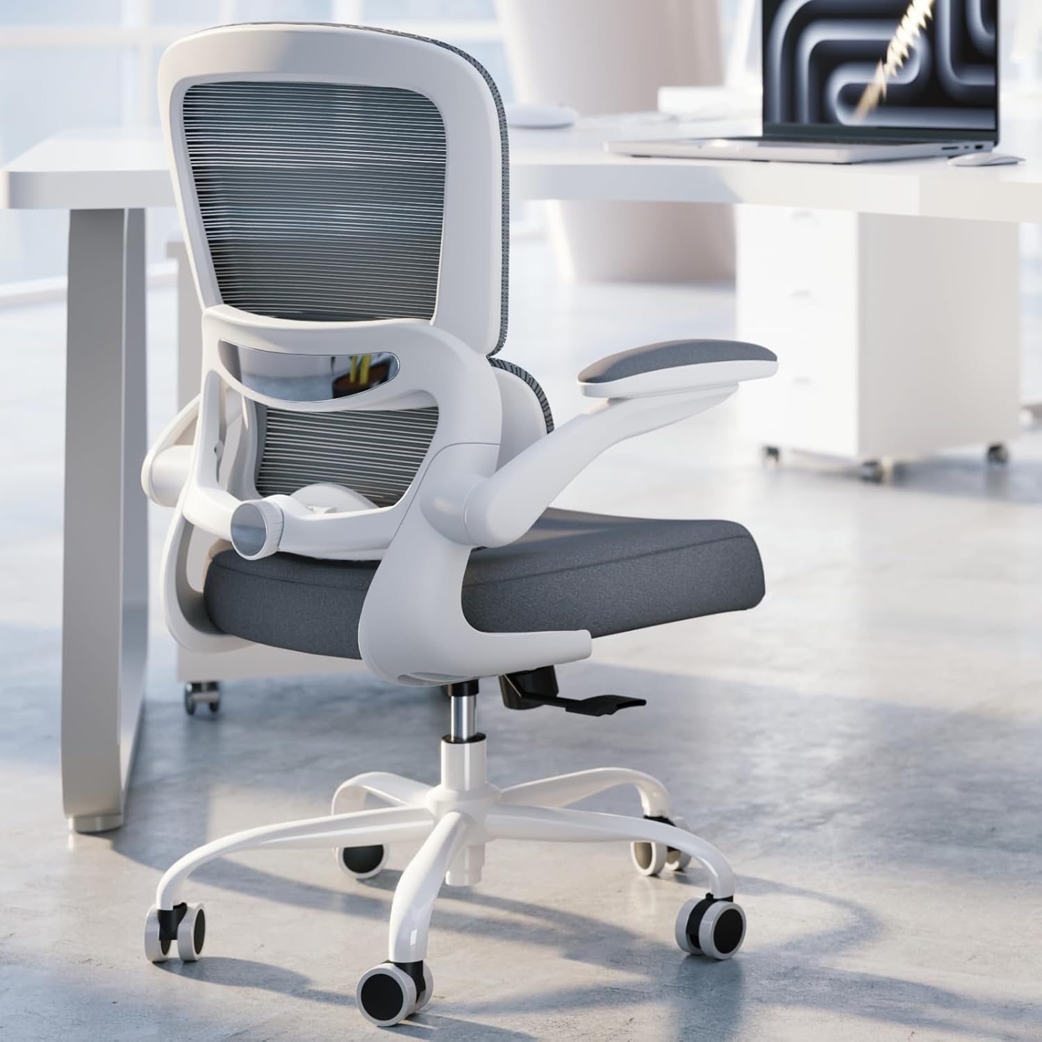 TRALT Office Chair - Ergonomic Desk Chair with Adjustable Lumbar Support, Mesh Computer Chair, Executive Chairs for Home Office Comfortable Lumbar Support (White) - Image 3