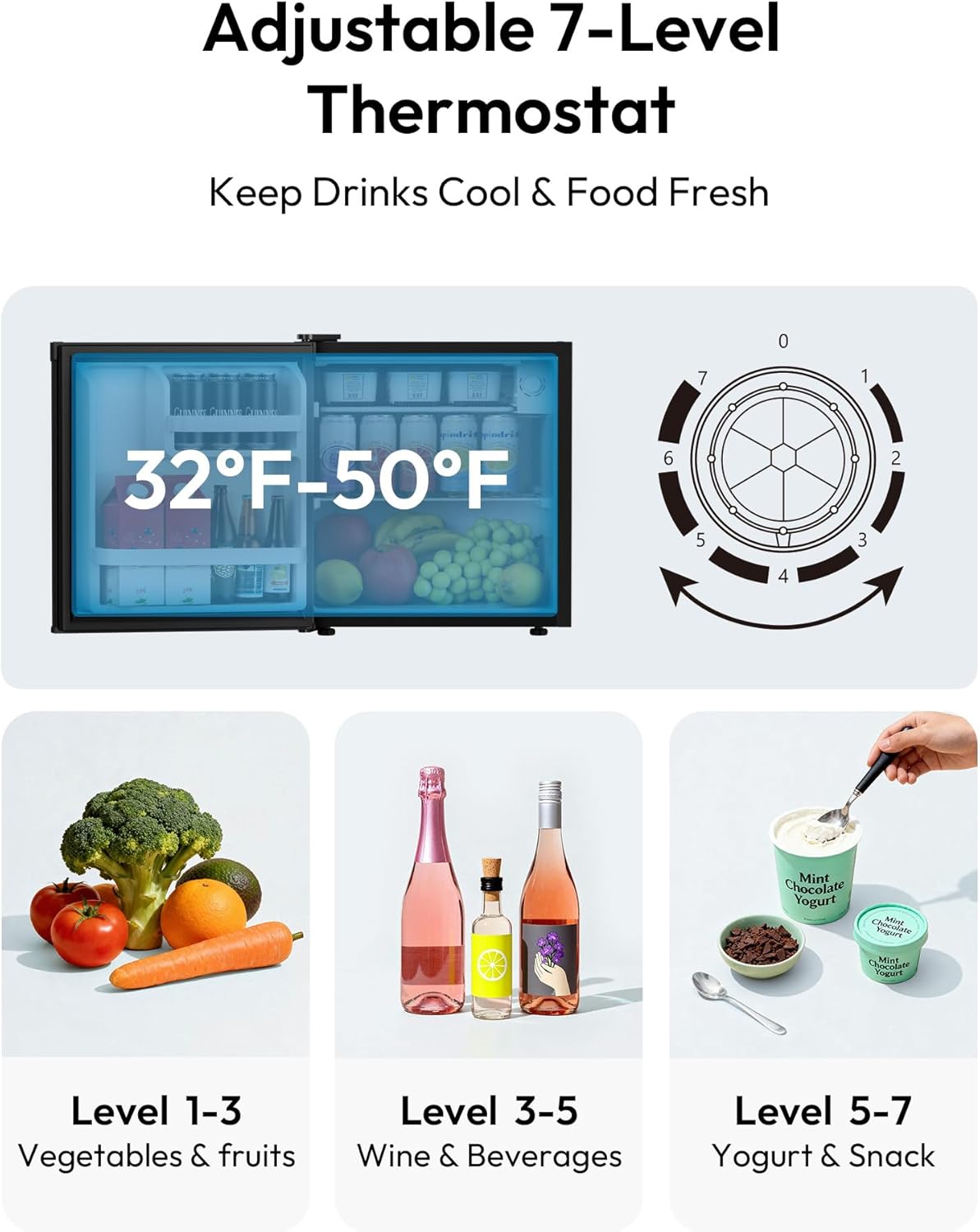 EUHOMY 1.7 Cu.Ft Mini Fridge, Reversible Single Door Compact Refrigerator, Adjustable Thermostat, Energy Saving, Mini Fridge for Bedroom, Office, Dorm, Black - Image 3