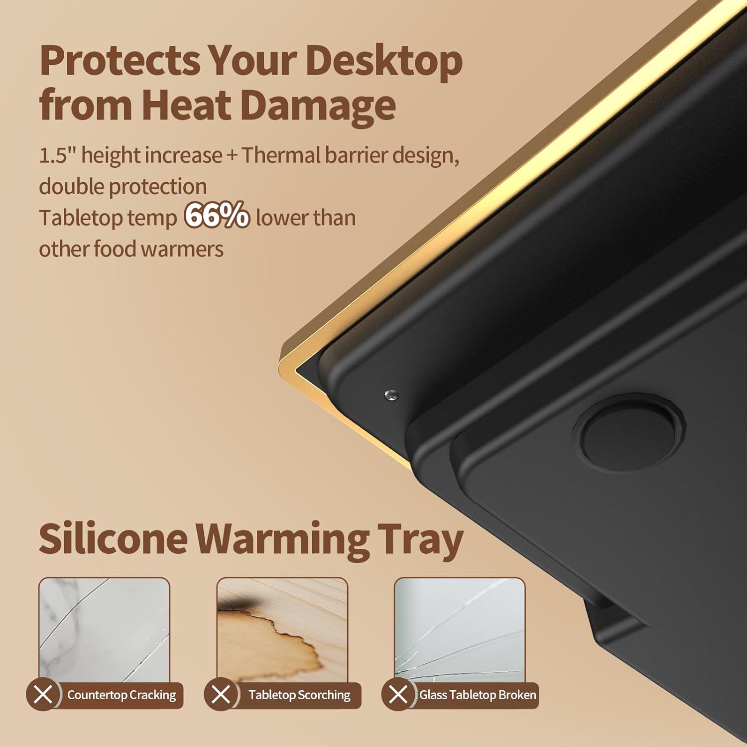 Food Warmers for Parties Buffet, (47"x12") Assemblable Stackable Electric Warming Tray with 8-Level Temperature Adjustment and 8-Hour Timer, Upgraded Desktop-Protecting Food Warming Mat - Image 4