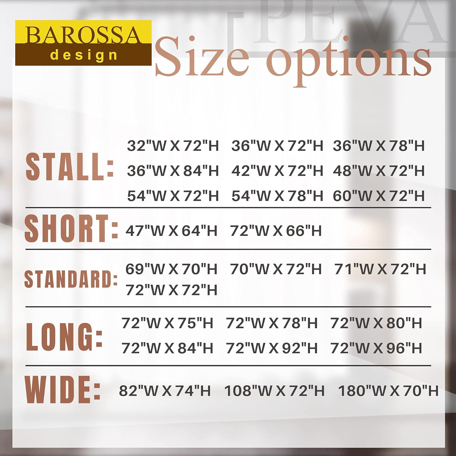 Barossa Design Extra-Long Shower Curtain with 84 inches Height (72x84),PEVA - Waterproof,Eco-Friendly, Non-Toxic, Odorless, PVC Free, Metal Grommets (Clear) - Image 6