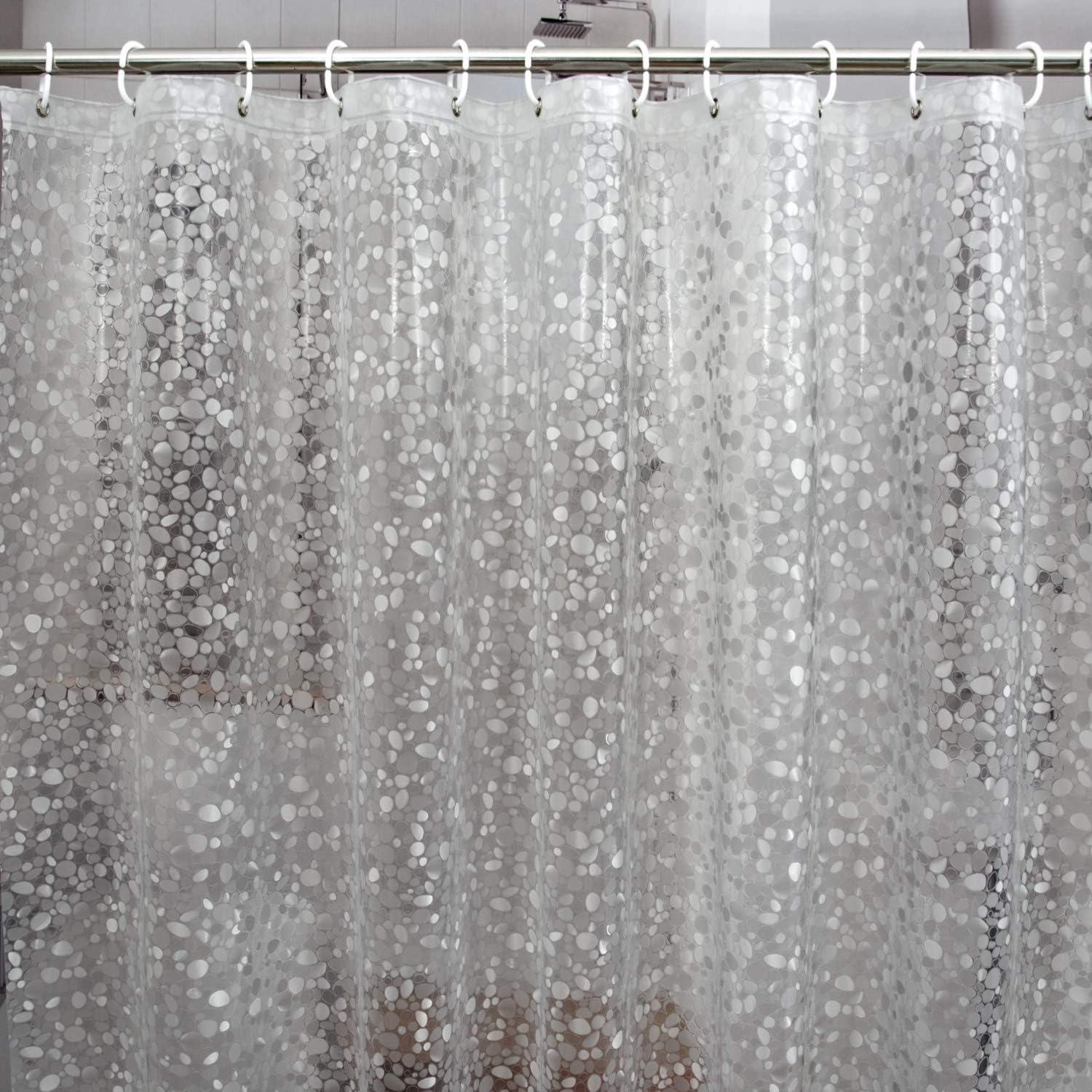 Bostofy Waterproof Shower Curtain Liner 8G EVA Thick Shower Curtain with Heavy Duty 3 Bottom Magnets, Shower Liner for Shower Stall, Bathtubs, 3D Pebble Pattern, 72 x 72,12 Hooks - Image 6