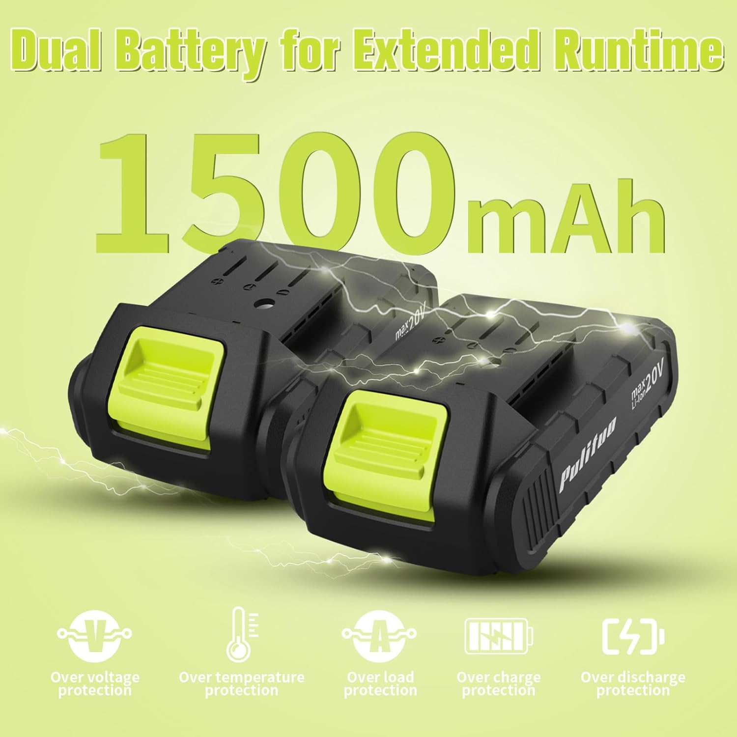 PULITUO'S 20V Cordless Drill/Driver, Electric Screwdriver - 2 Batteries, 30Nm, 21+1 Torque, 2 Speed, Keyless 3/8" Chase Drill with LED Light, Kit for Home (Green) - Image 6