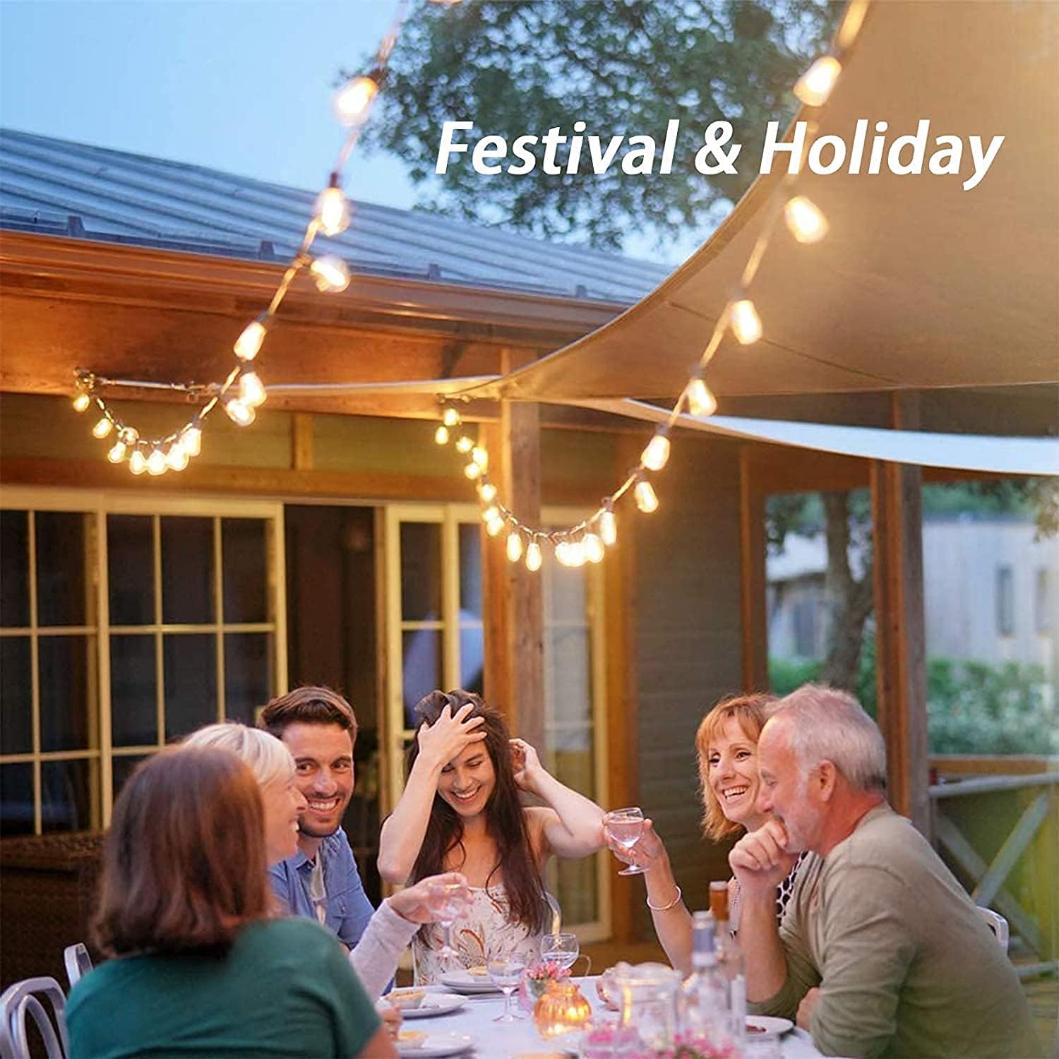 Afirst Outdoor String Lights 20FT with 22 Edison Bulbs (2 Spare), E17 Base ST40 Vintage Warm White Glow Hanging Lights for Home Patio Garden - Image 6