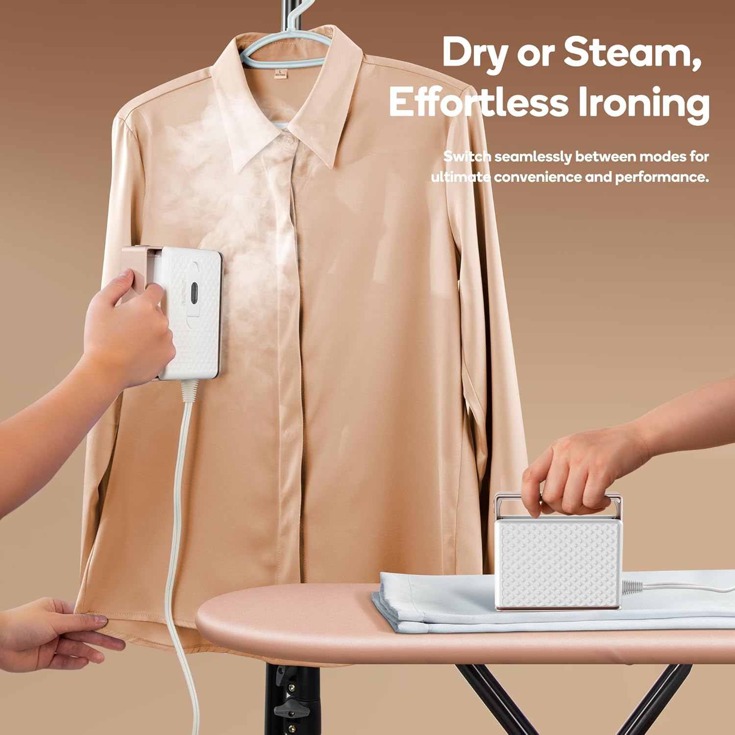 Newbealer Travel Steam Iron for Clothes, Global Voltage 100-240V Handheld Steamer, 293℉ Dry Ironing, Non-Stick Ceramic Soleplate, Horizontal & Vertical Steaming, Auto-off, Silicone Rest & Zipper Bag - Image 5