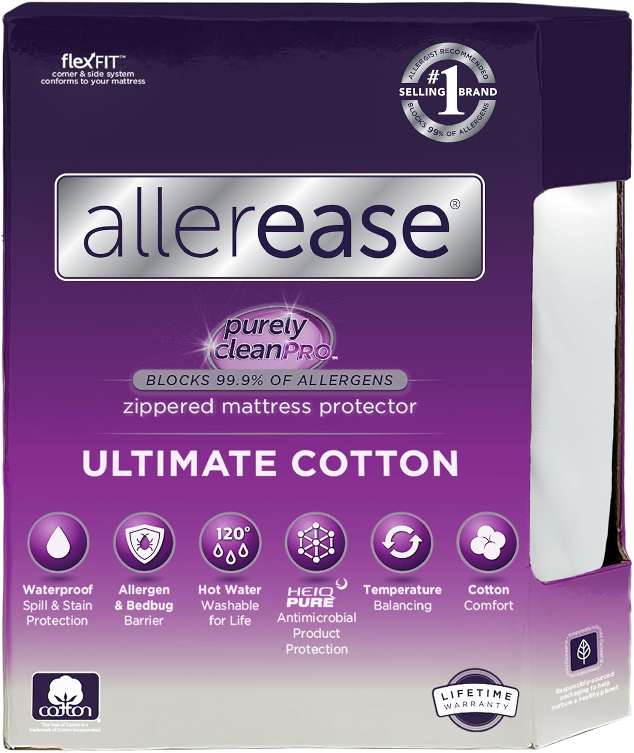 AllerEase Ultimate Allergy Protection and Comfort Zippered Mattress Protector, Queen