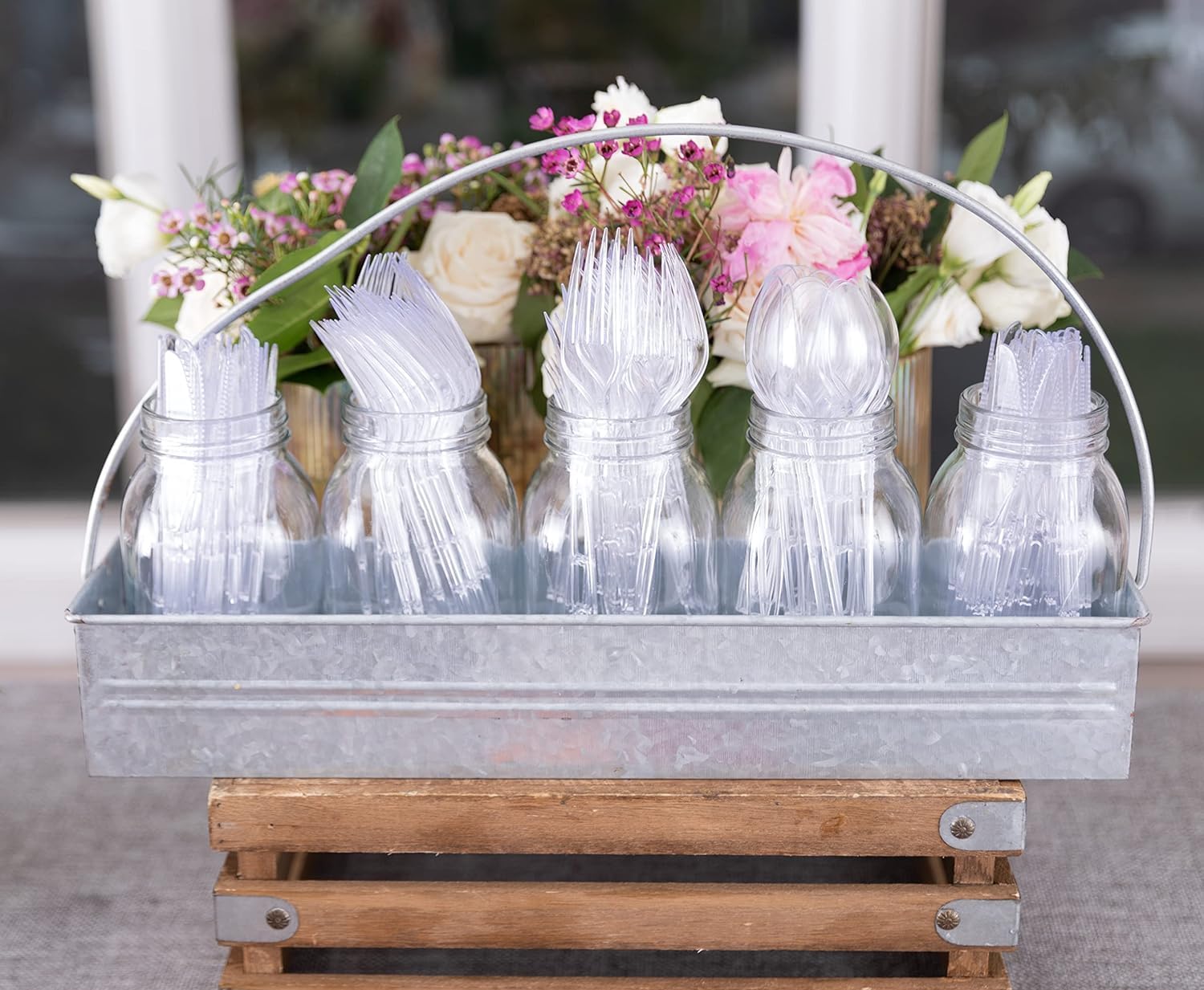 Party Bargains Disposable Cutlery set, SAPPHIRE Design, Clear Color, 360 Pieces: 180 Forks, 120 Spoons, 60 Knives - Image 6