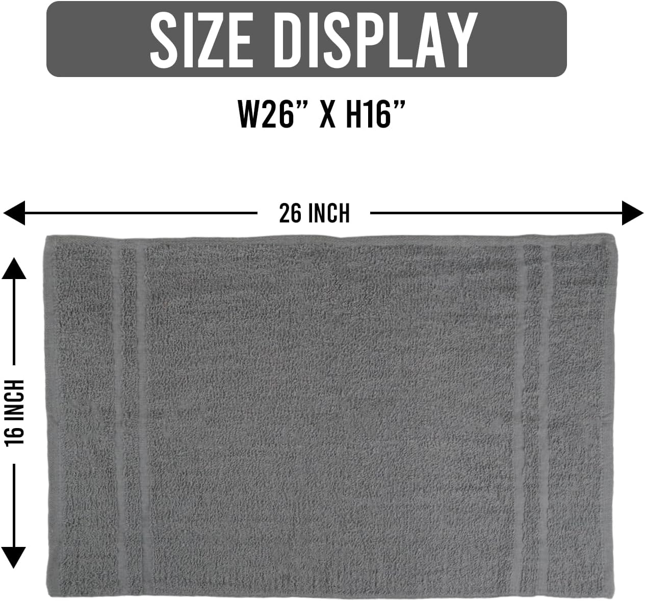 Hand Towels (Pack of 24) Grey Economy Salon Towels - 100% Cotton Spa Towel – 16 x 27 Inches Highly Absorbable, Facial, Gym, Hair Towels Face Towels Bulk - Image 2