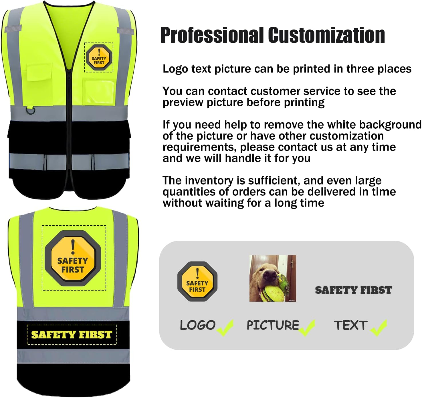 BeautyWill Custom Safety Vest Logo Class 2 High Visibility Reflevtive Vest Outdoor Protective Workwear - Image 2