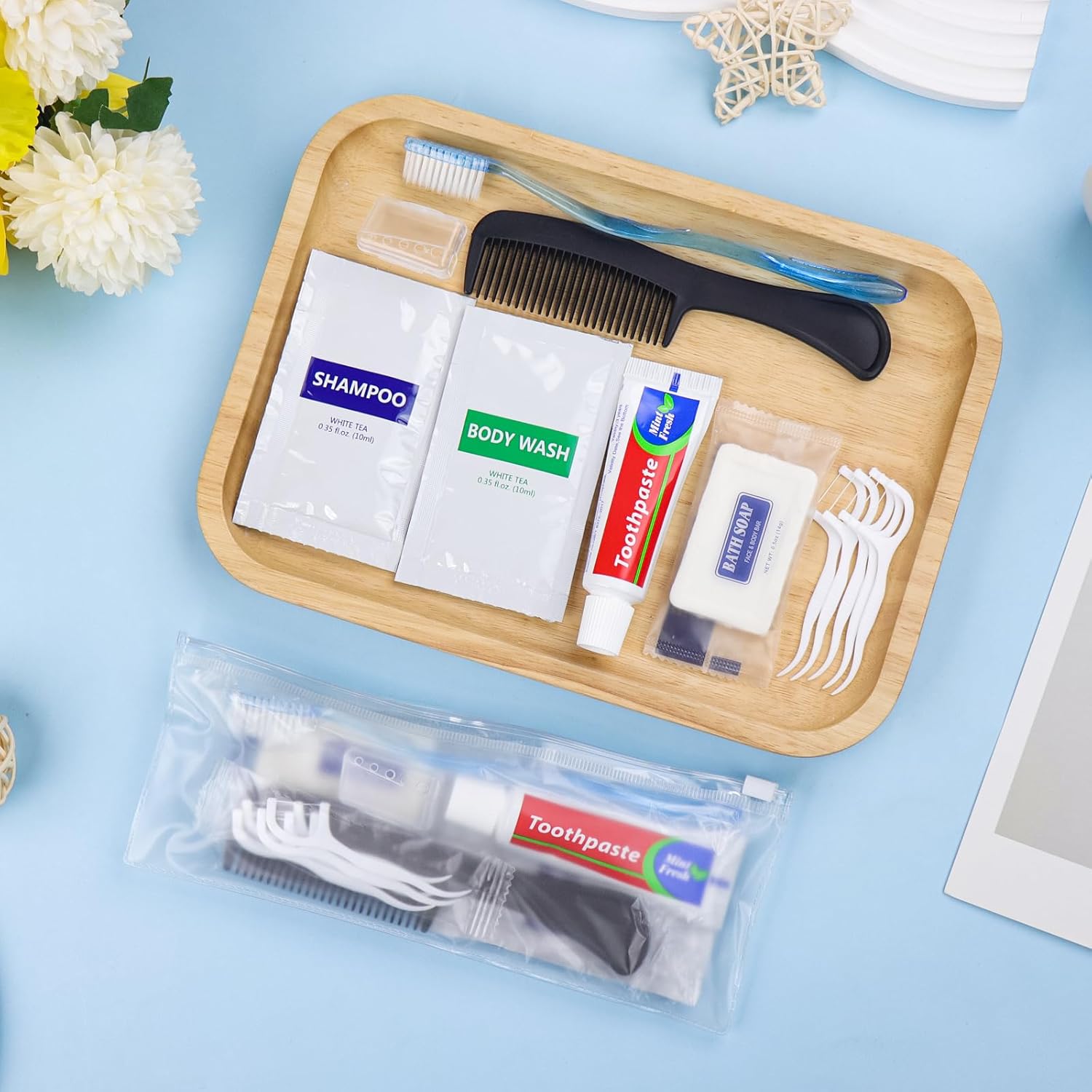 25 Sets Personal Hygiene Kit Basic Toiletry Kits Homeless Supplies Bulk for Travel,Charity,Business Include 25 Toothbrush,25 Toothpaste,25 Comb,25 Bath Soap, 25 Shampoo,25 Body Wash, 125 Floss Picks - Image 6