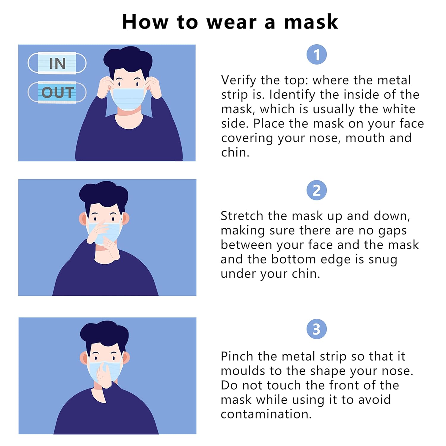 Borje White Disposable Face Masks 100 Pcs White Face Mask 3 Ply Protection Masks - Image 7